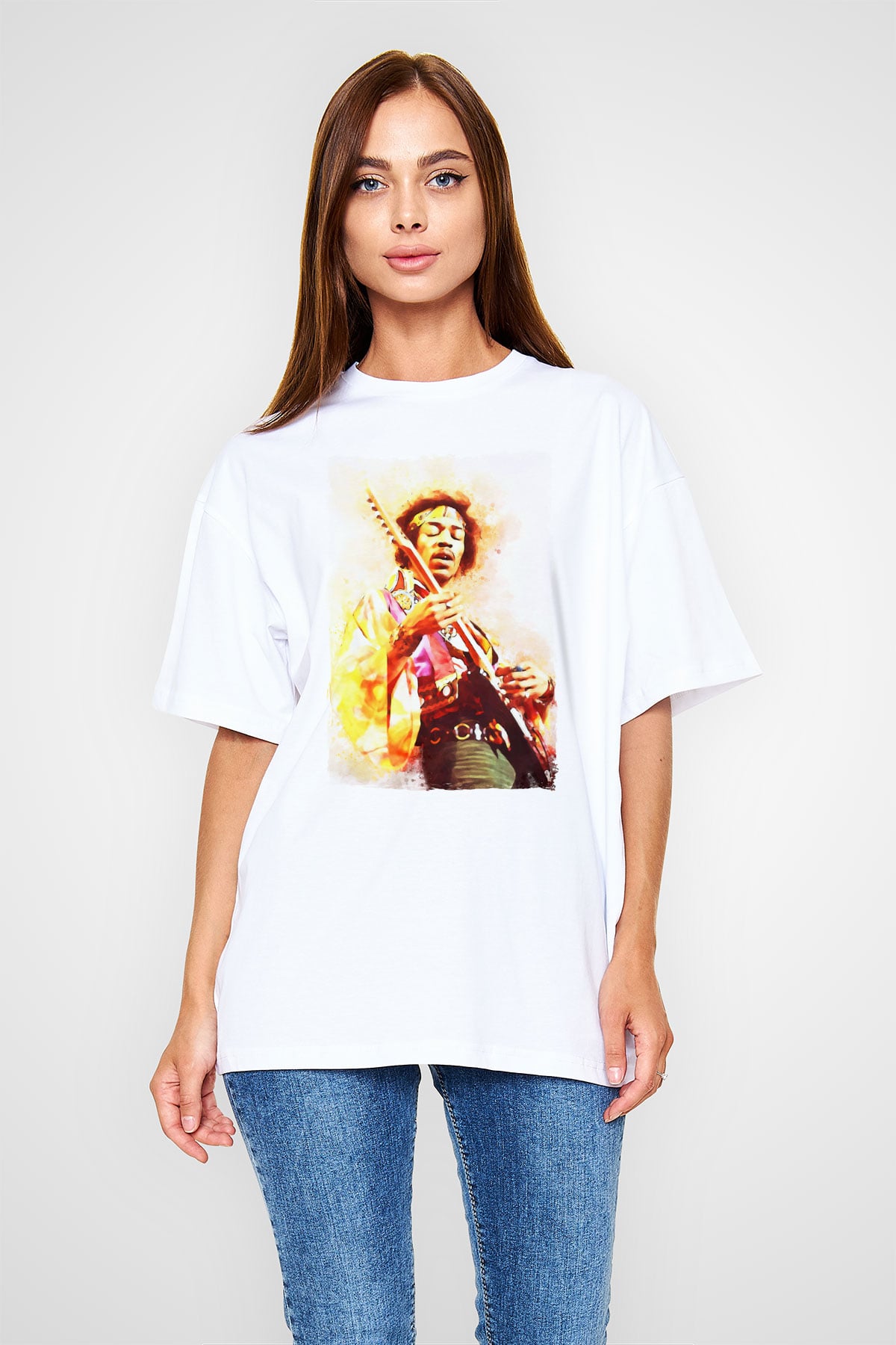 Gitarist Beyaz Unisex Tişört T-Shirt - TişörtFabrikası