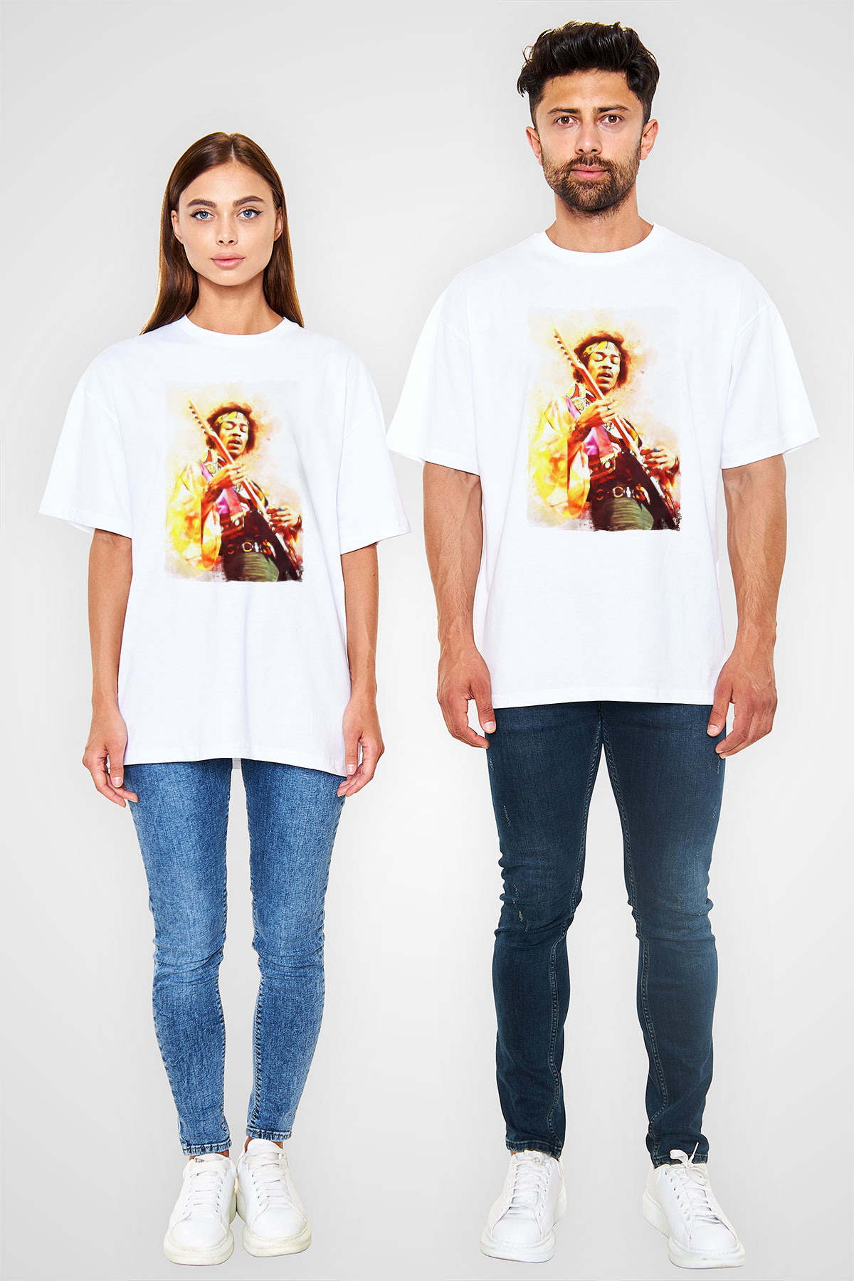 Gitarist Beyaz Unisex Tişört T-Shirt - TişörtFabrikası