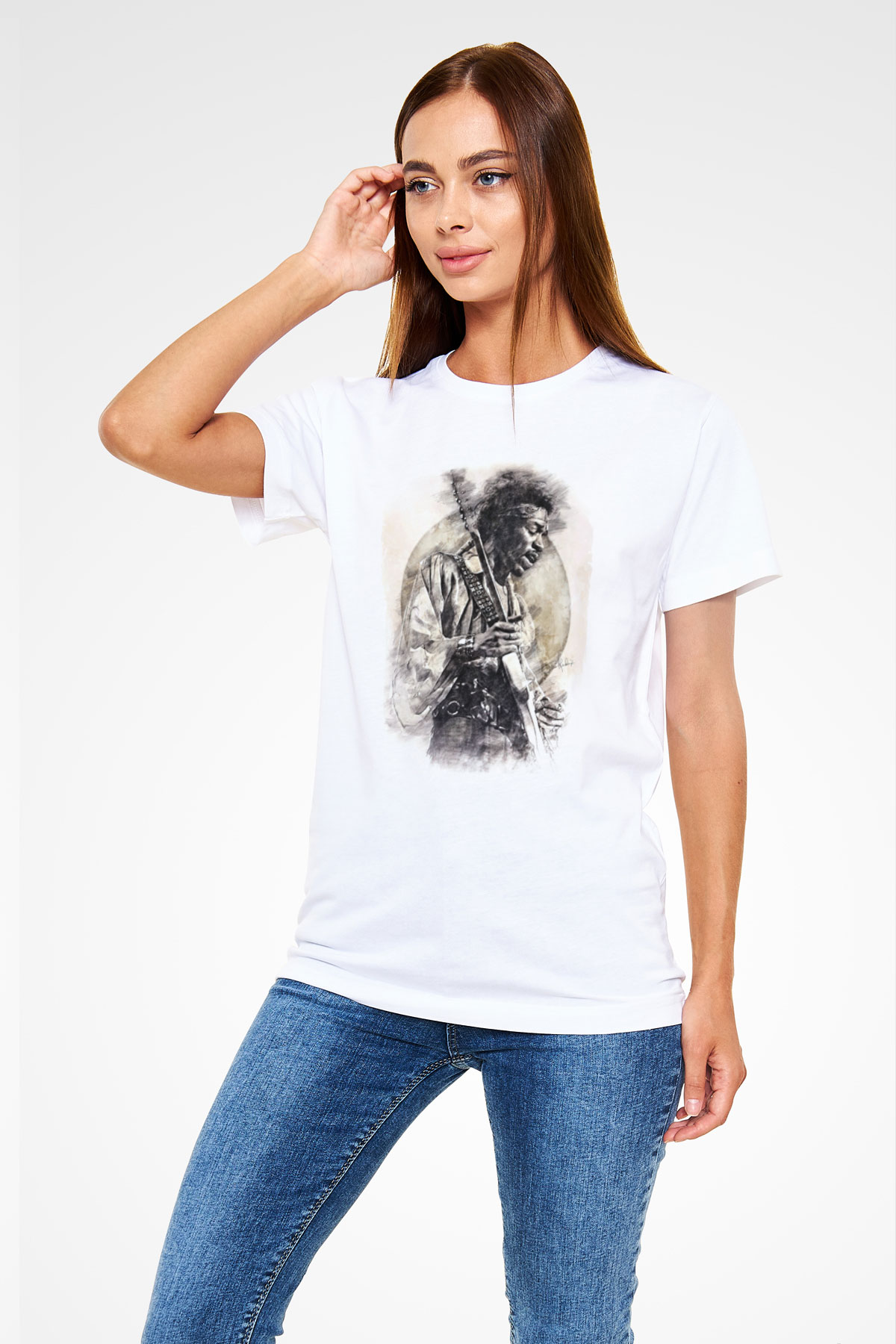 Gitarist Beyaz Unisex Tişört T-Shirt - TişörtFabrikası