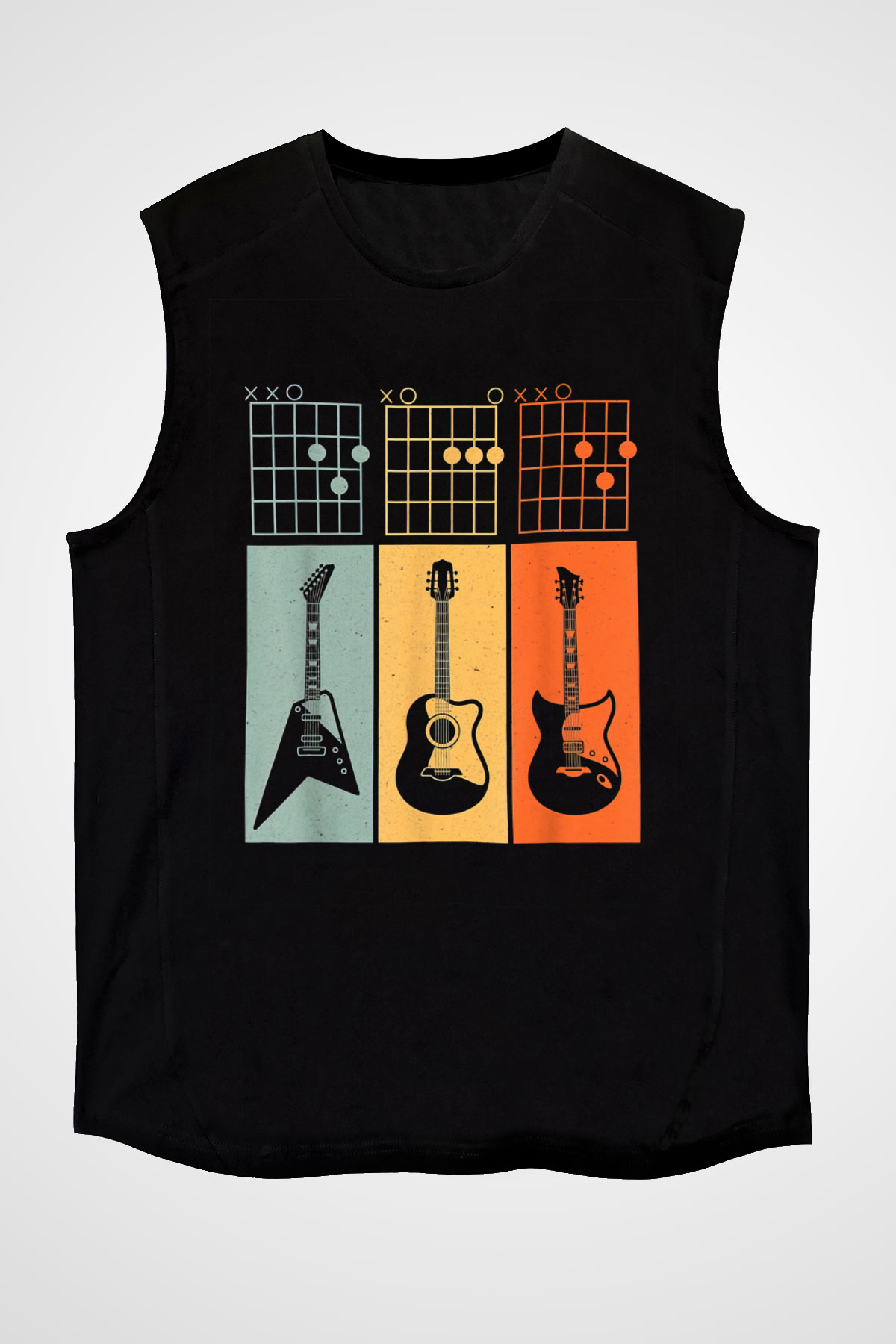 Gitarist Siyah Unisex Kolsuz Tişört