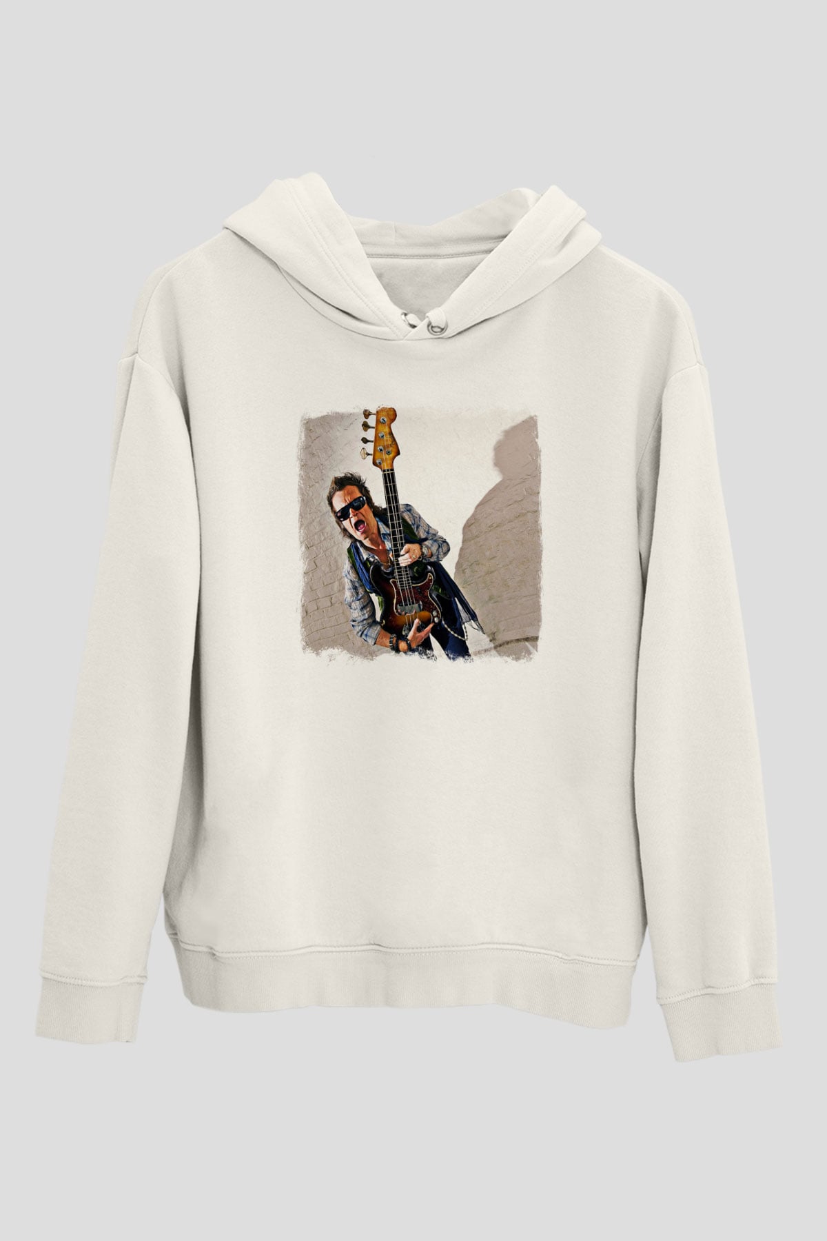 Glenn Hughes Baskılı Unisex Beyaz Hoodie