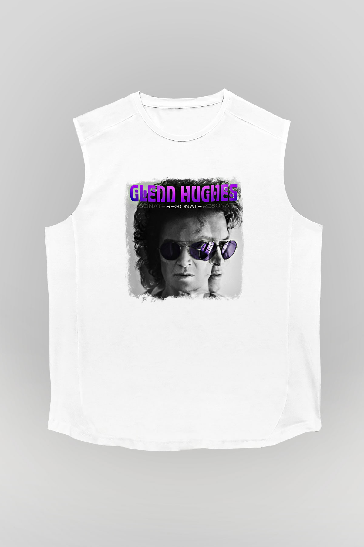 Glenn Hughes Baskılı Unisex Beyaz Kolsuz Tişört