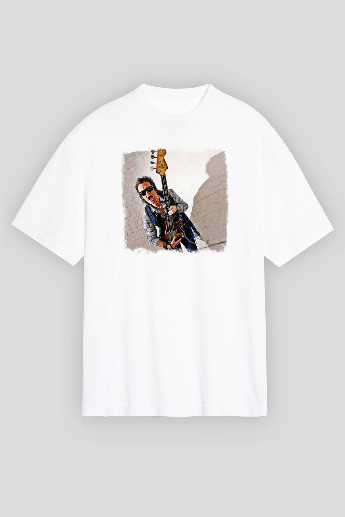 Glenn Hughes Baskılı Unisex Beyaz Oversize Tişört