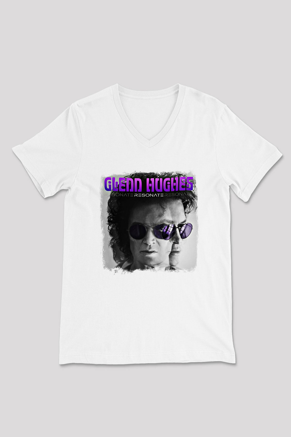 Glenn Hughes Baskılı Unisex Beyaz V Yaka Tişört