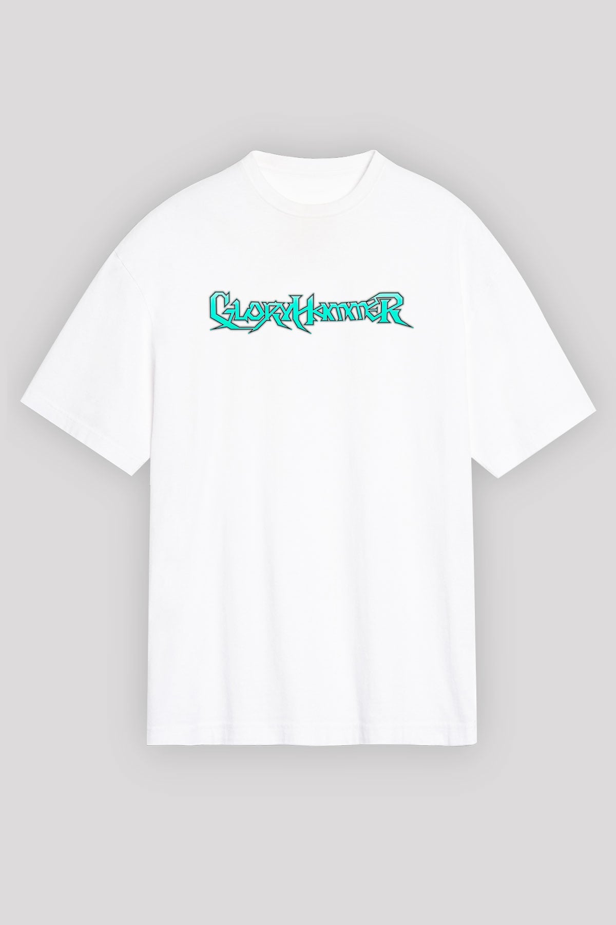 Gloryhammer Baskılı Beyaz Unisex Oversize Tişört - Tshirt
