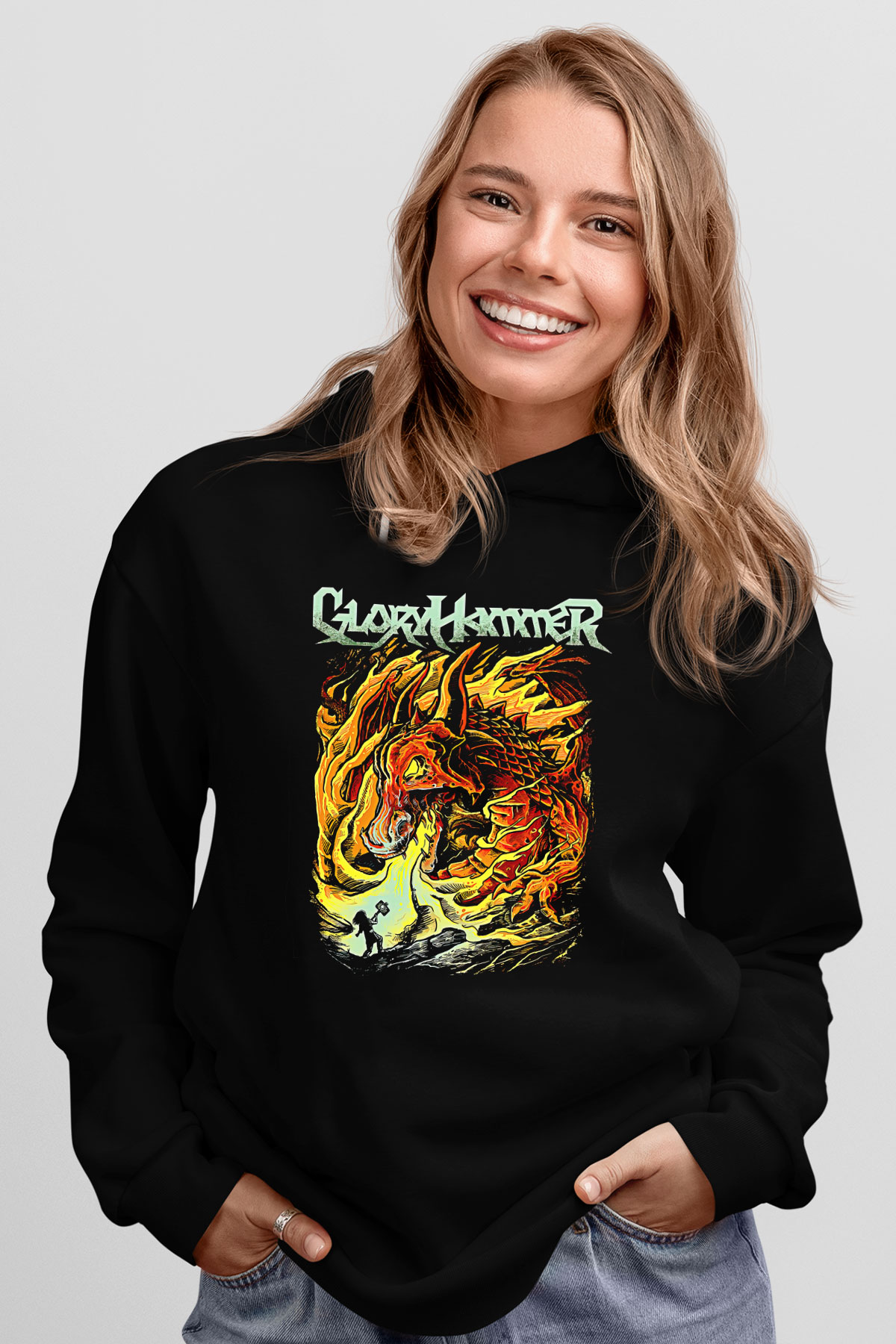 Gloryhammer Baskılı Unisex Siyah Kapüşonlu Sweatshirt