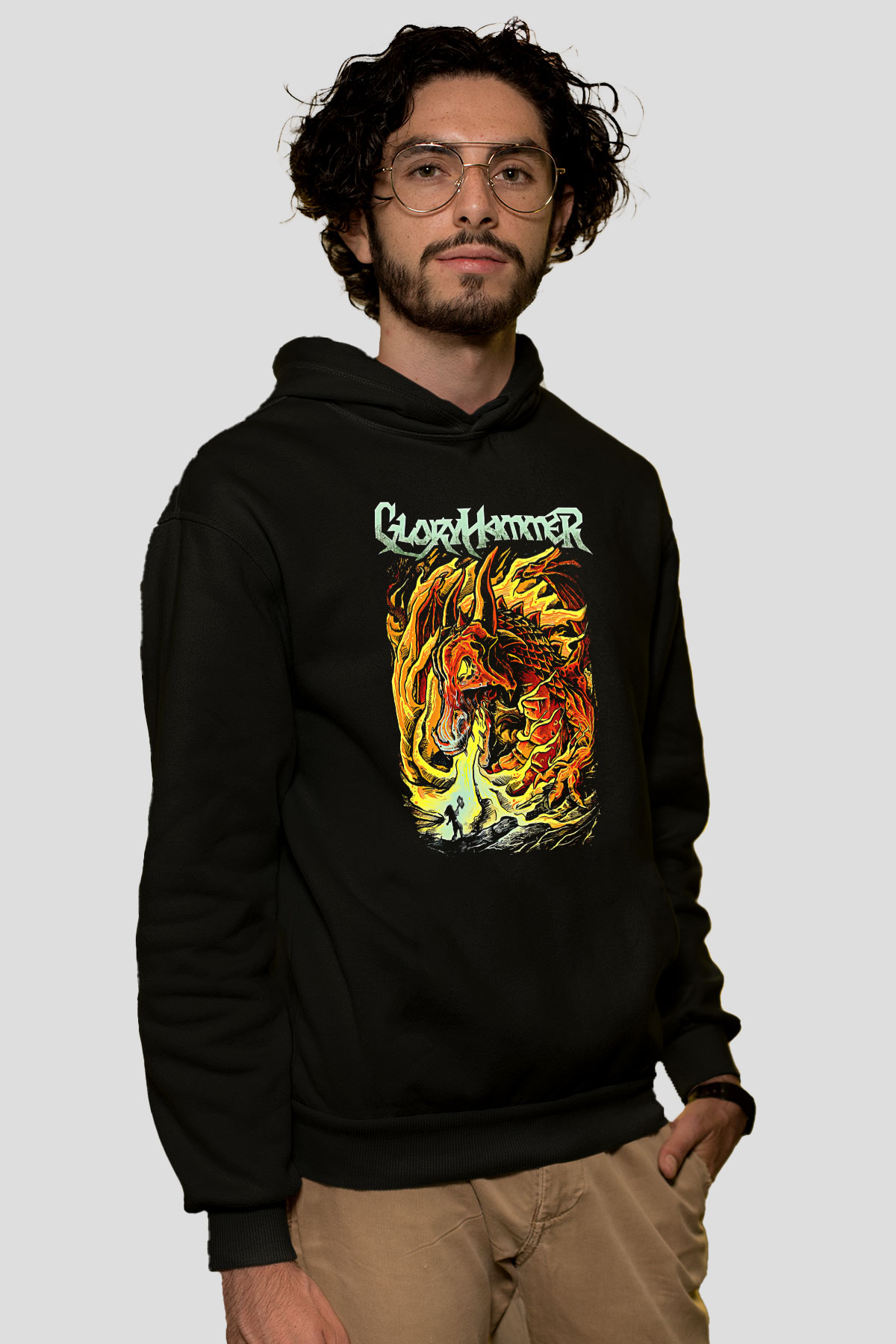 Gloryhammer Baskılı Unisex Siyah Kapüşonlu Sweatshirt