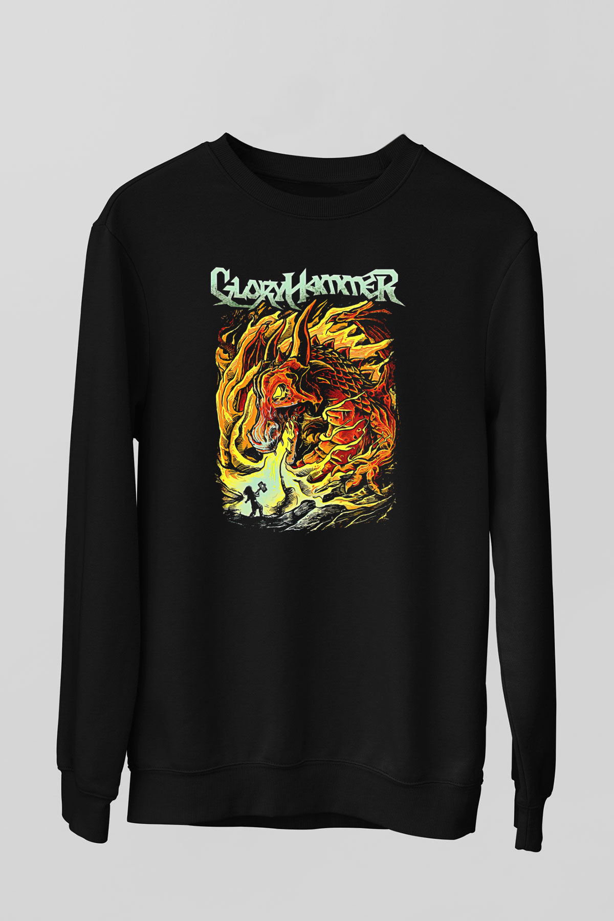 Gloryhammer Baskılı Unisex Siyah Sweatshirt