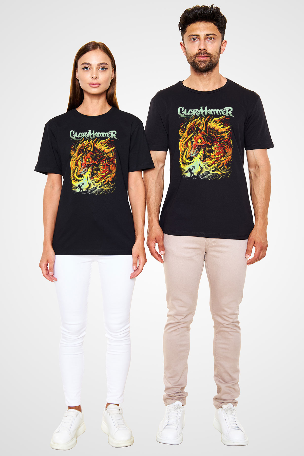 Gloryhammer Baskılı Unisex Siyah Tişört - Tshirt