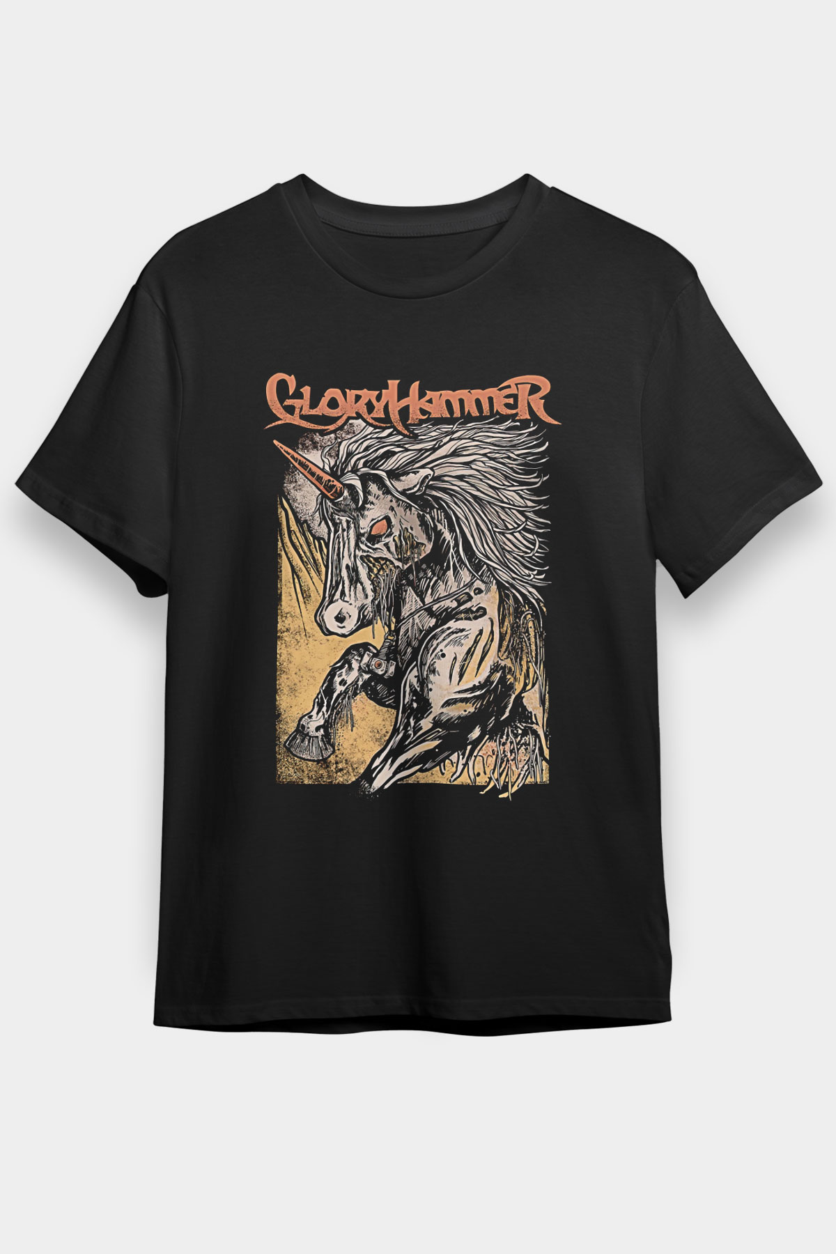 Gloryhammer Baskılı Unisex Siyah Tişört - Tshirt