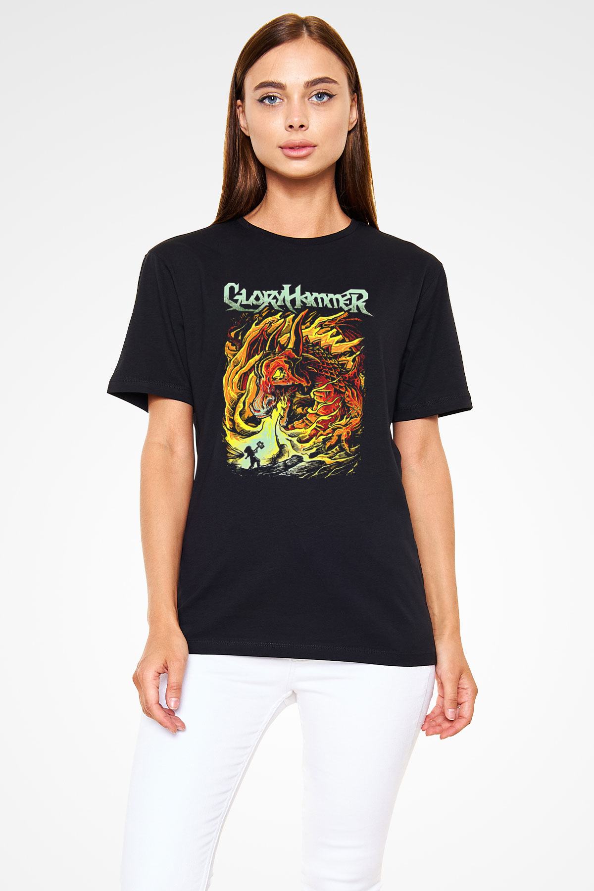 Gloryhammer Baskılı Unisex Siyah Tişört - Tshirt