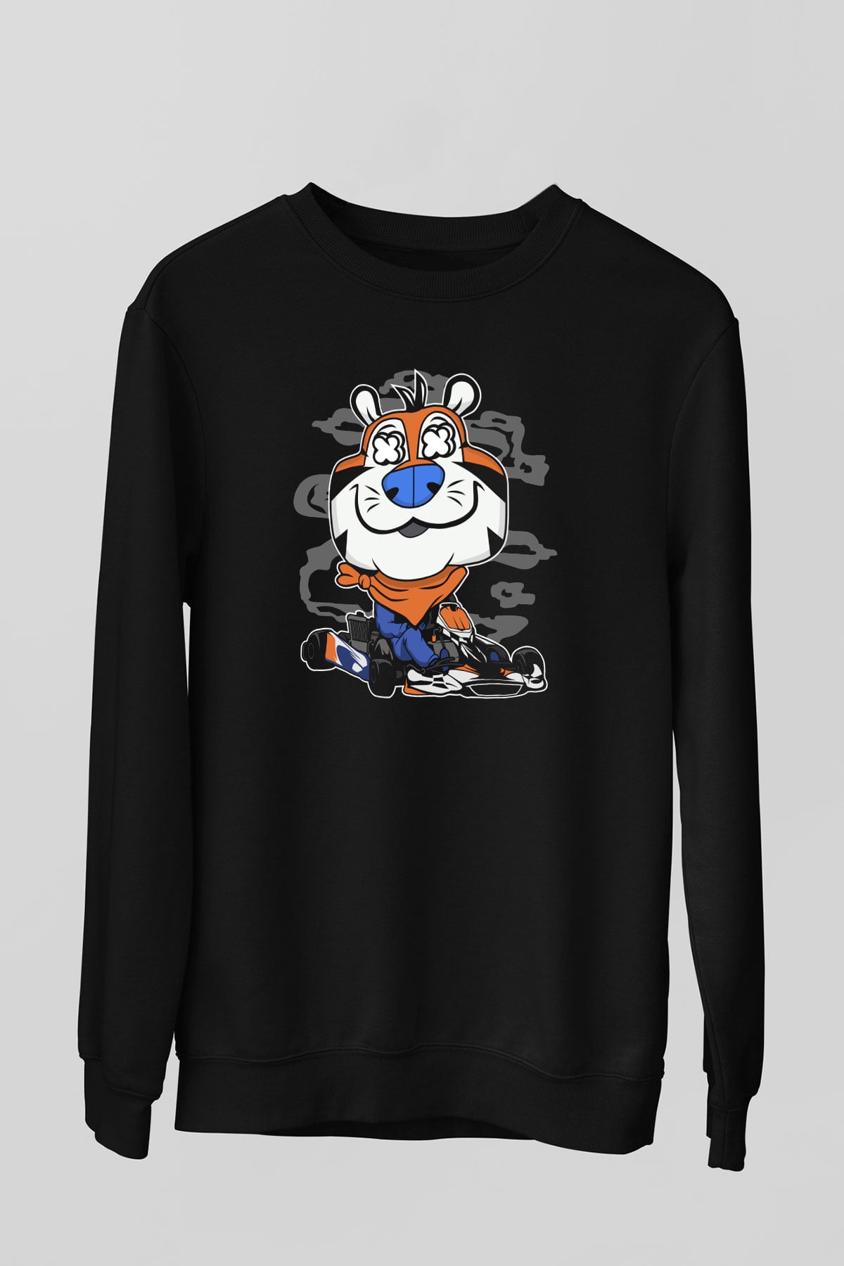 Go Kart Tony Baskılı Unisex Siyah Sweatshirt