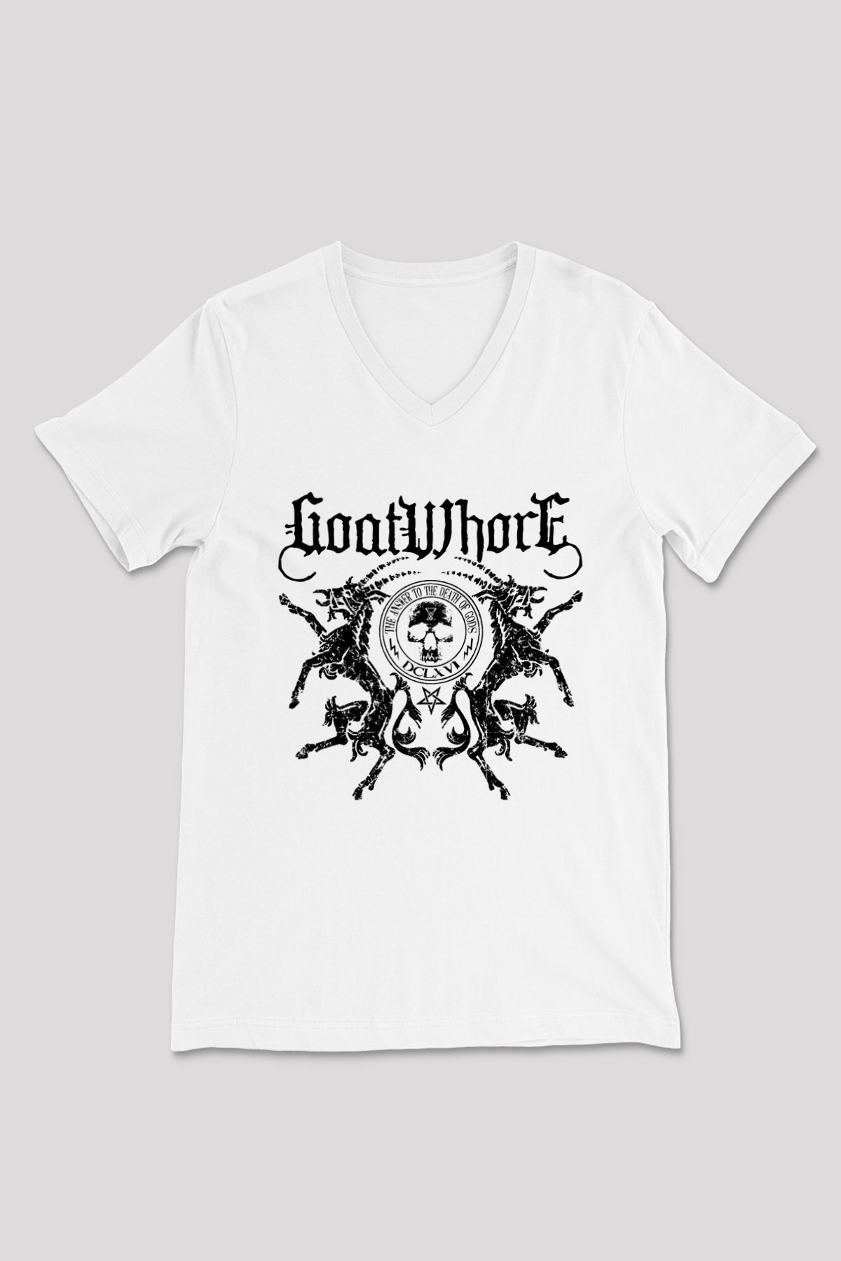 Goatwhore Beyaz Unisex V Yaka Tişört T-Shirt