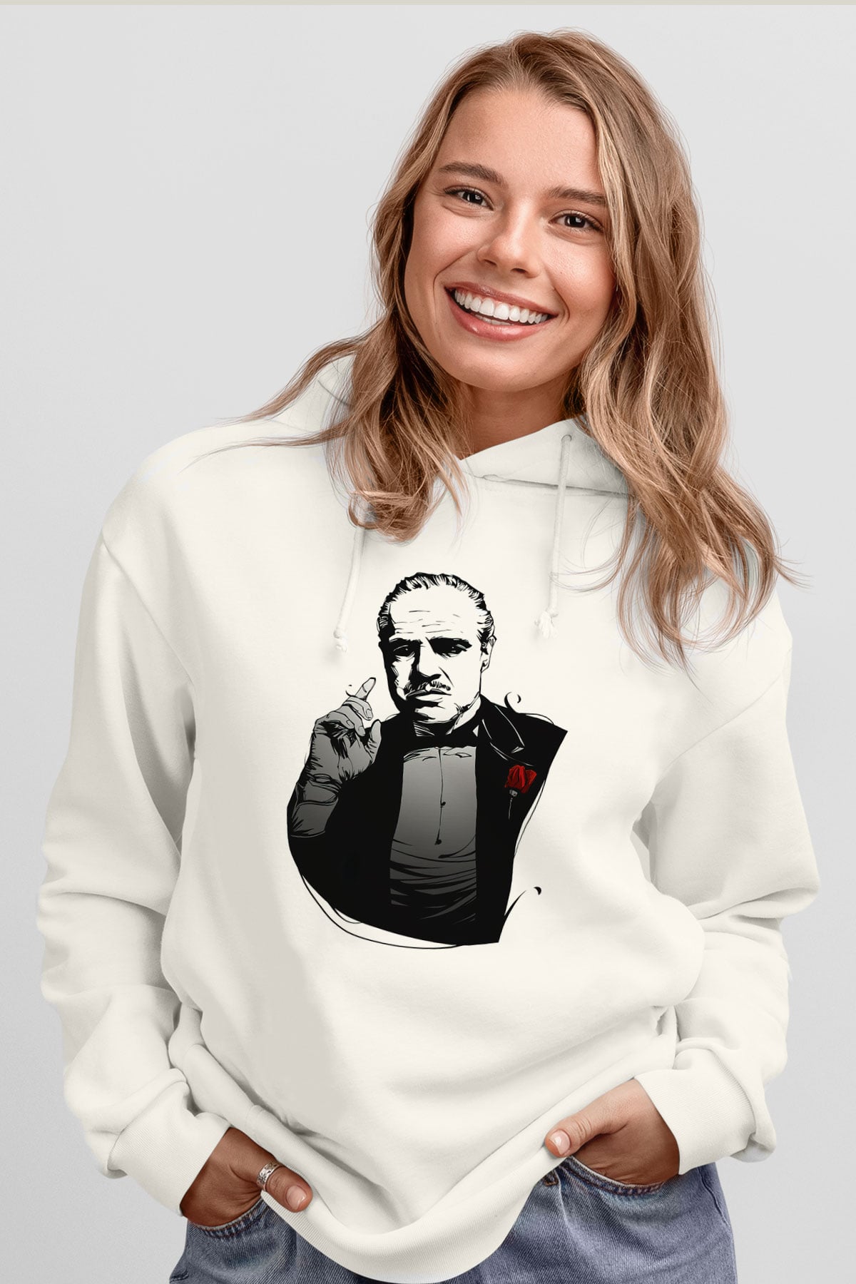 Godfather Beyaz Unisex Hoodie
