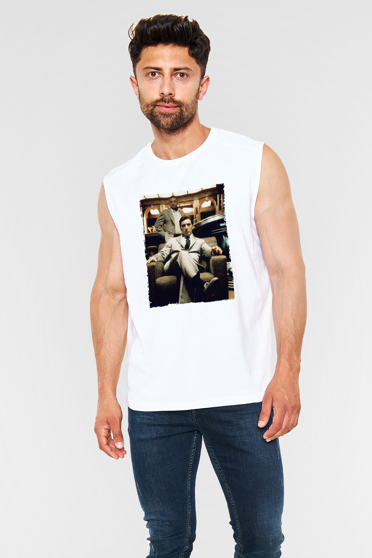 Godfather Beyaz Unisex Kolsuz Tişört