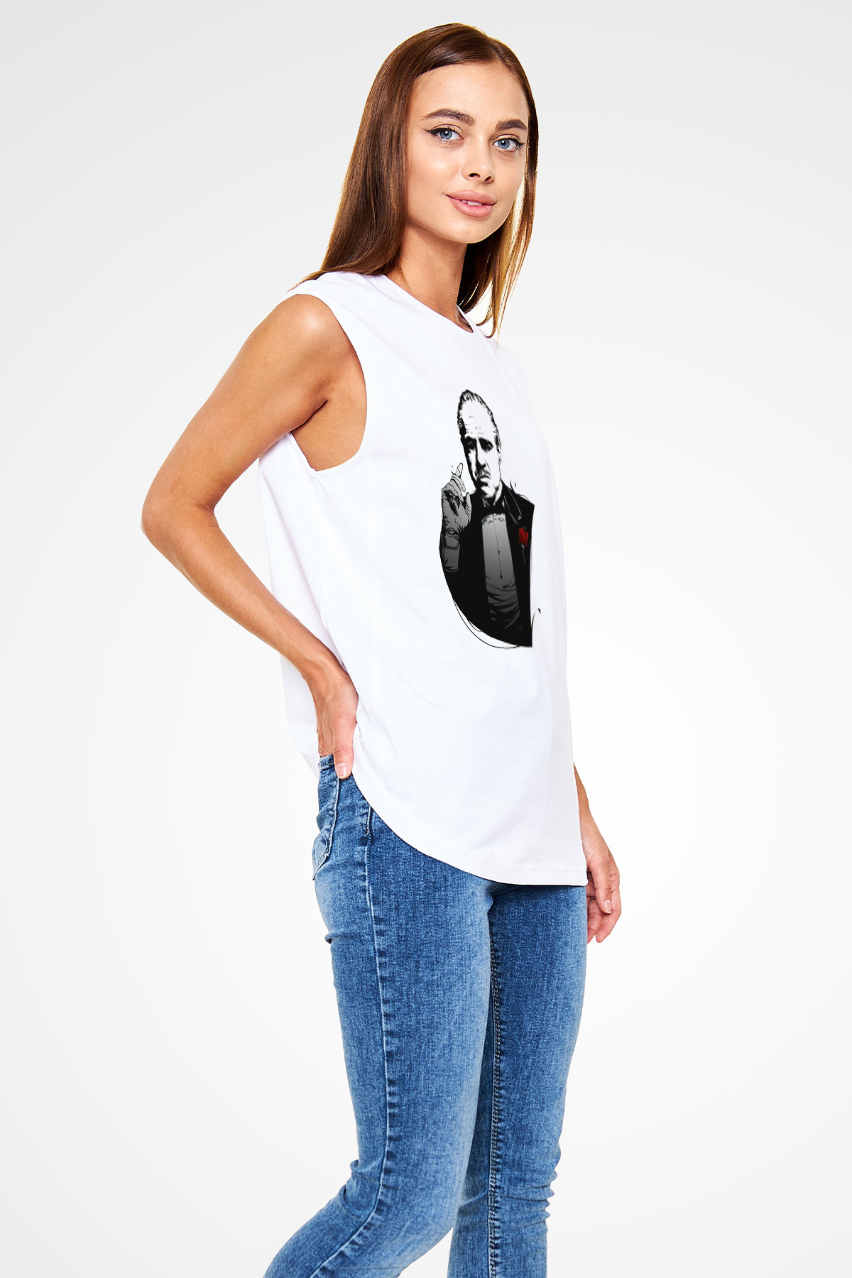 Godfather Beyaz Unisex Kolsuz Tişört