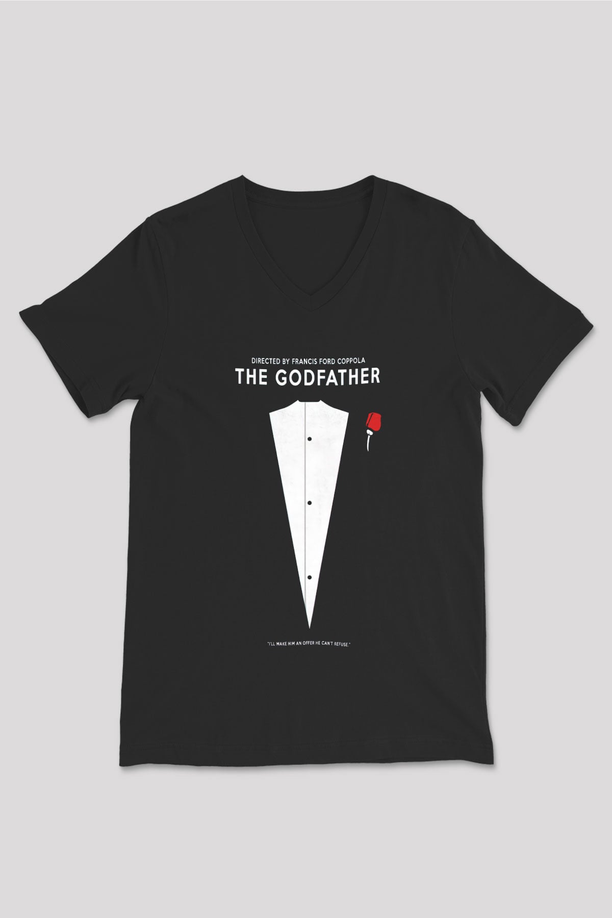 Godfather Siyah Unisex V Yaka Tişört