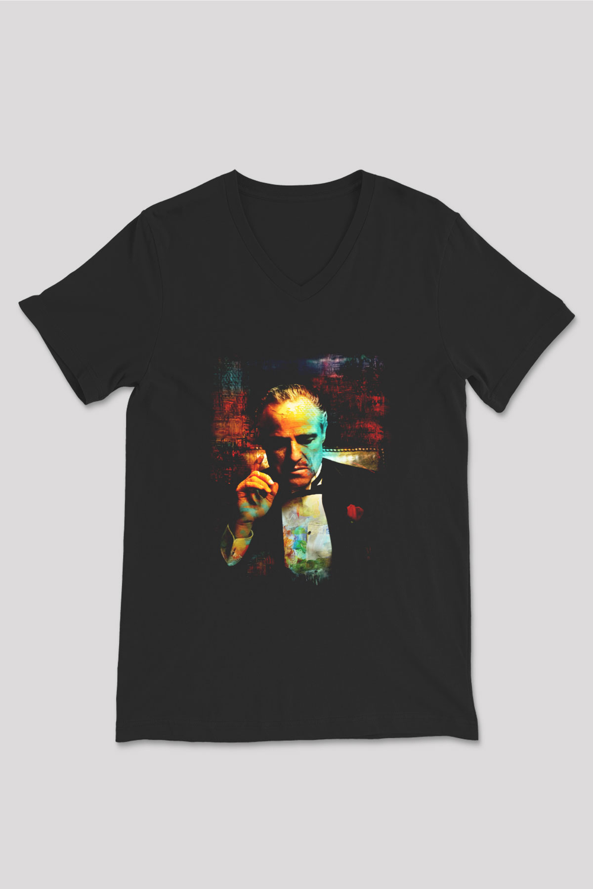 Godfather Siyah Unisex V Yaka Tişört T-Shirt