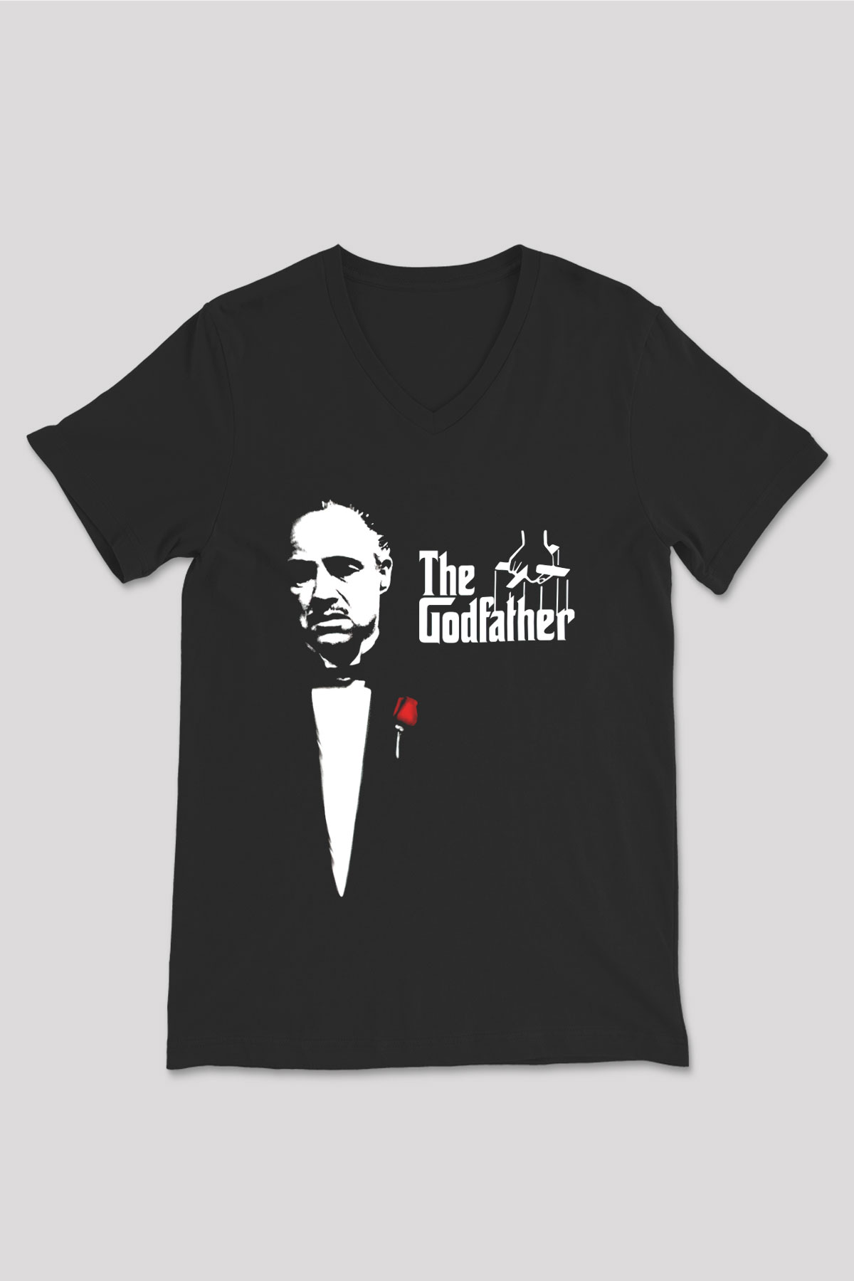 Godfather Siyah Unisex V Yaka Tişört T-Shirt