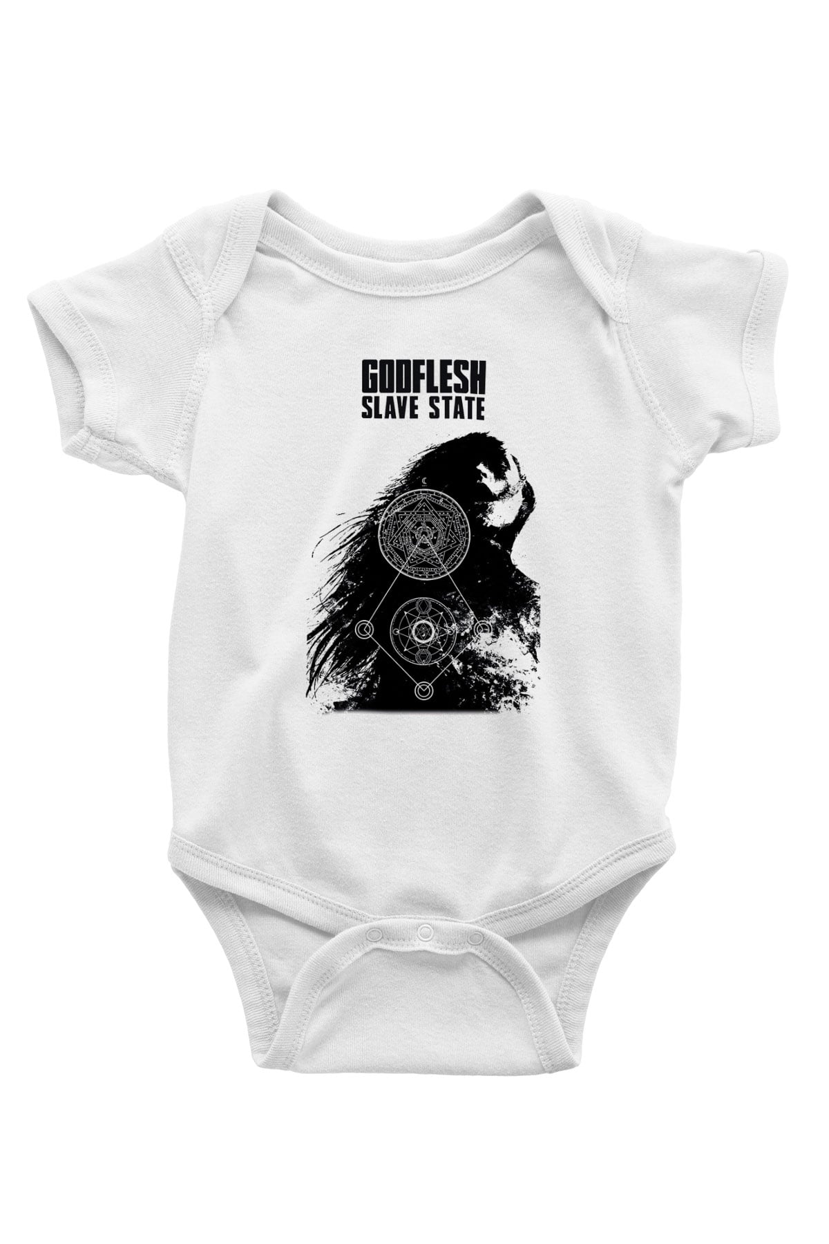 Godflesh Baskılı Beyaz Unisex Bebek Body - Zıbın