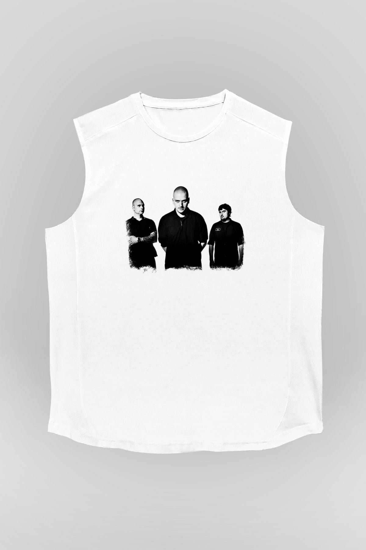 Godflesh Baskılı Unisex Beyaz Kolsuz Tişört