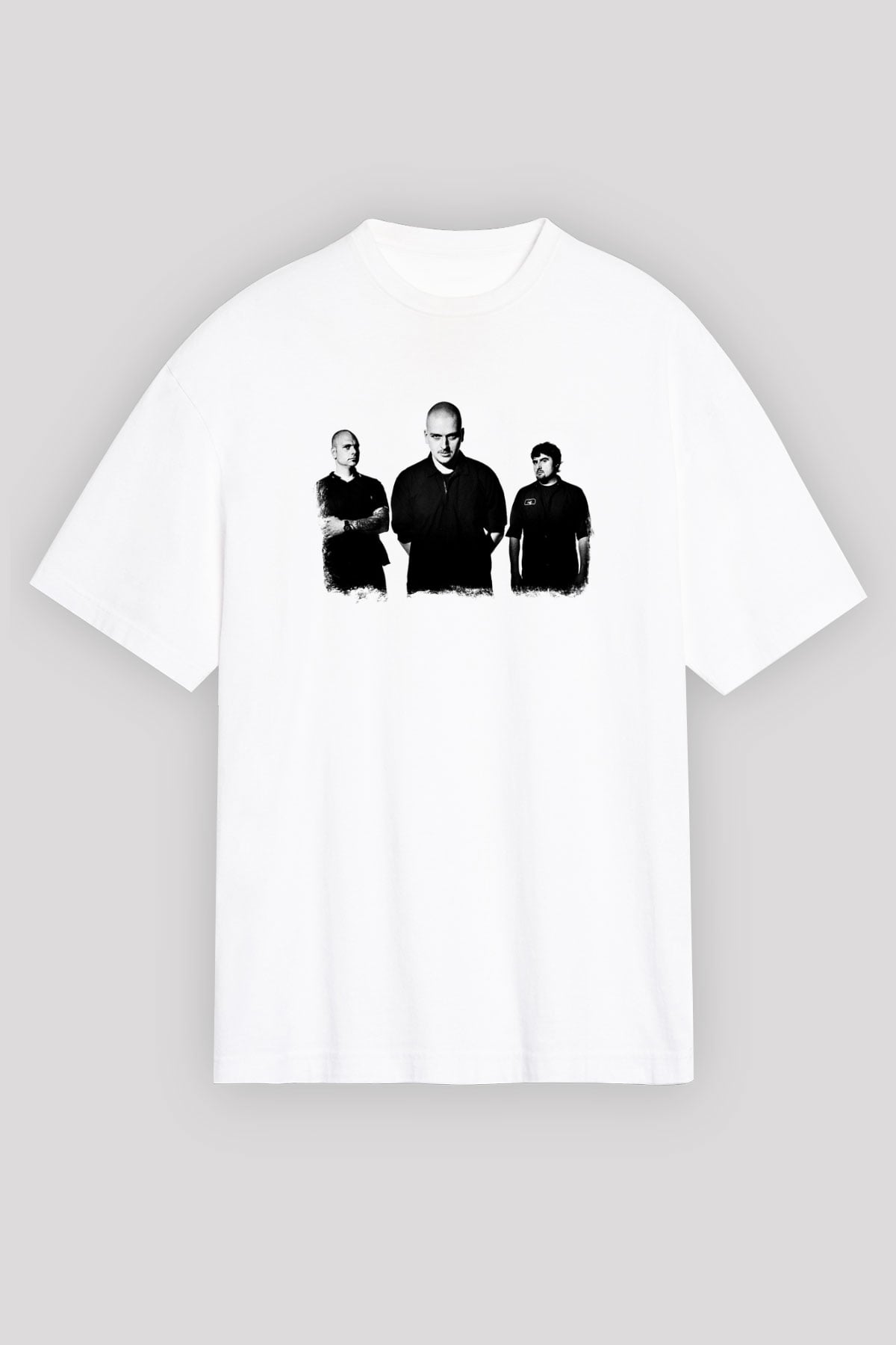 Godflesh Baskılı Unisex Beyaz Oversize Tişört