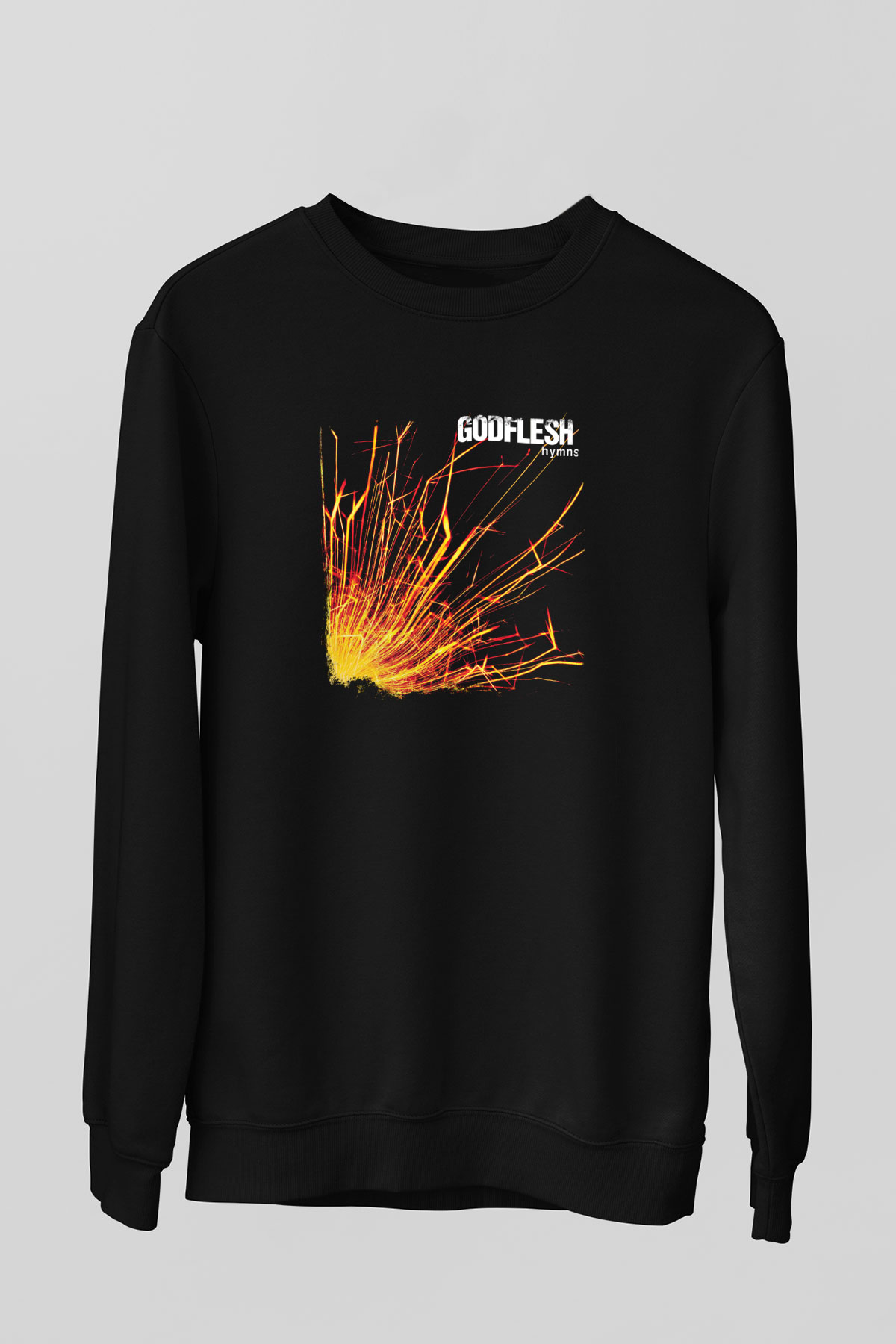 Godflesh Baskılı Unisex Siyah Sweatshirt