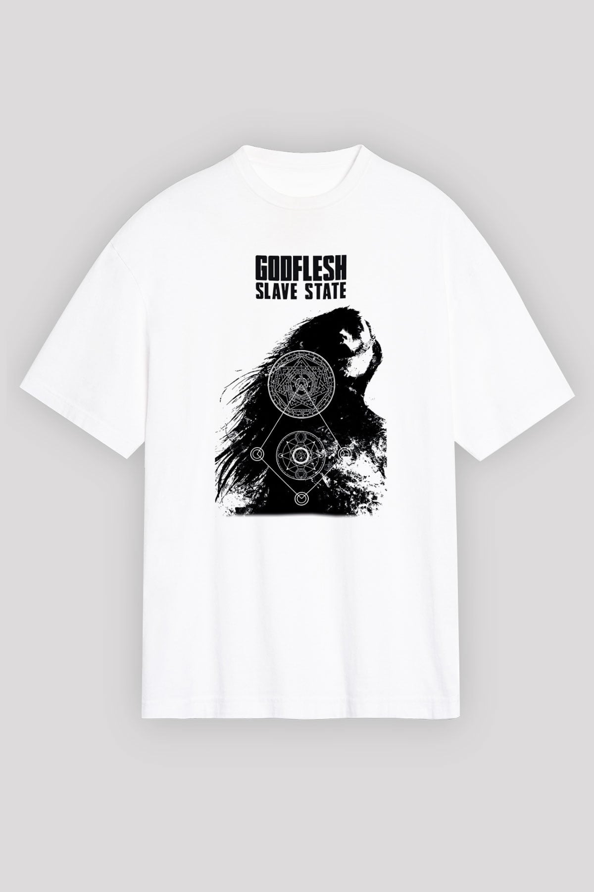 Godflesh Beyaz Unisex Oversize Tişört T-Shirt