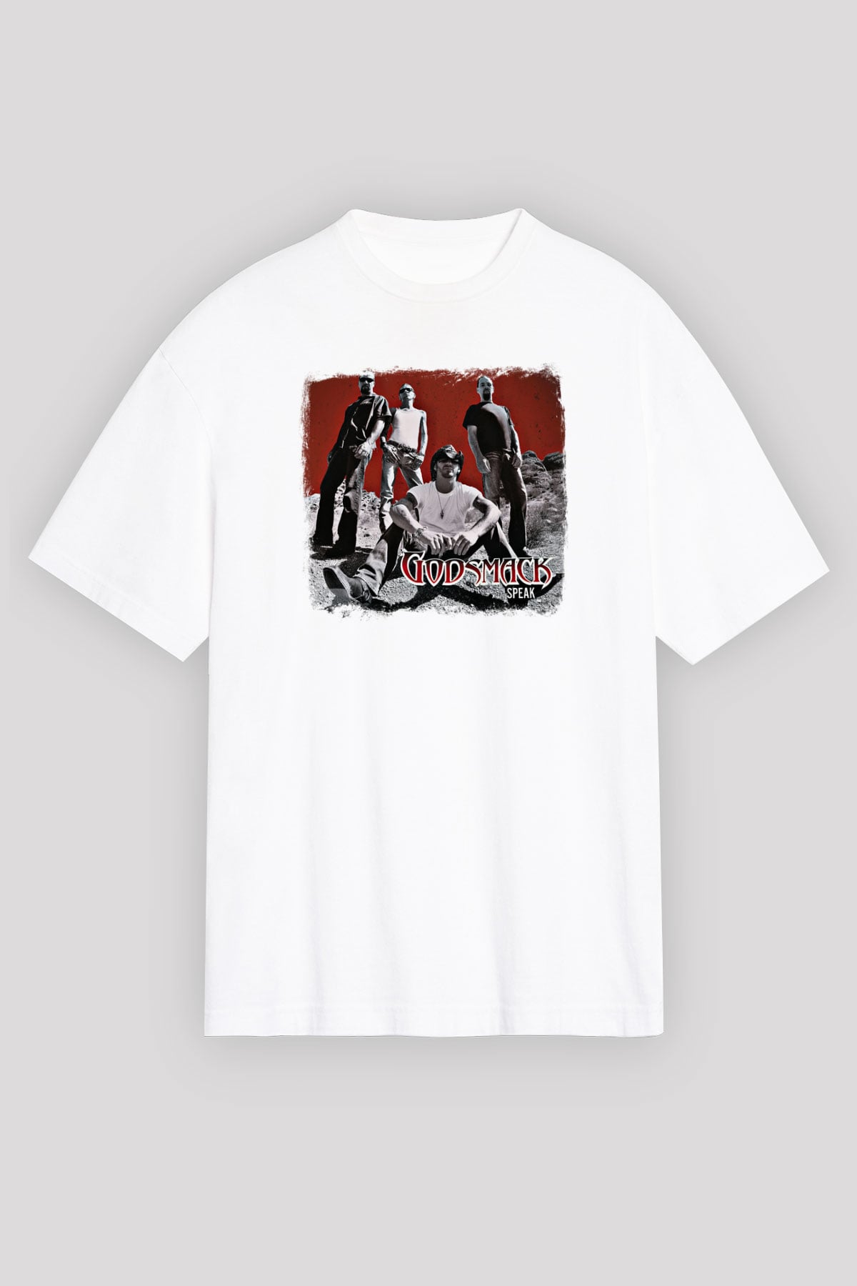 Godsmack Baskılı Unisex Beyaz Oversize Tişört