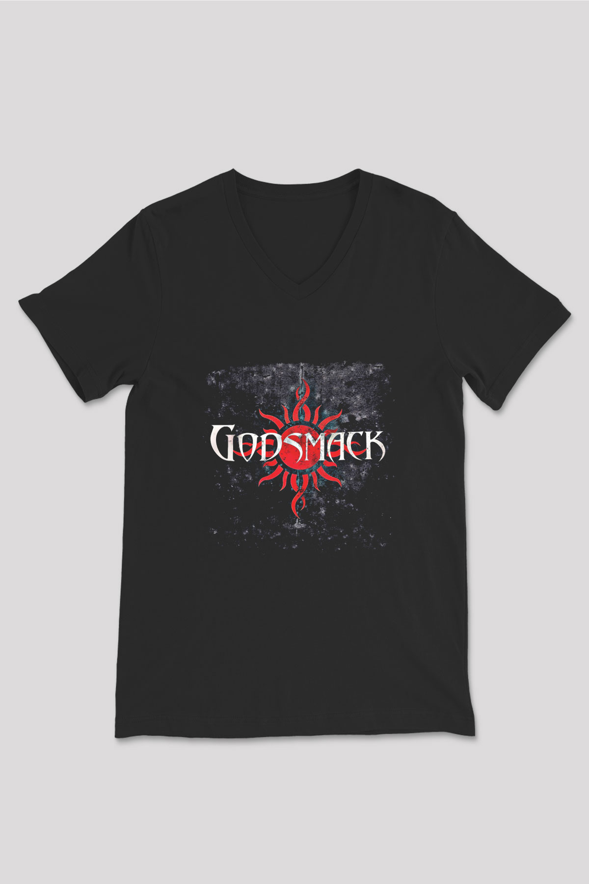 Godsmack Baskılı Unisex Siyah V Yaka Tişört