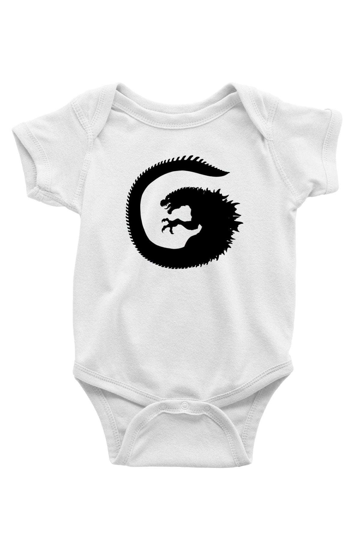 Godzilla Baskılı Beyaz Unisex Bebek Body - Zıbın