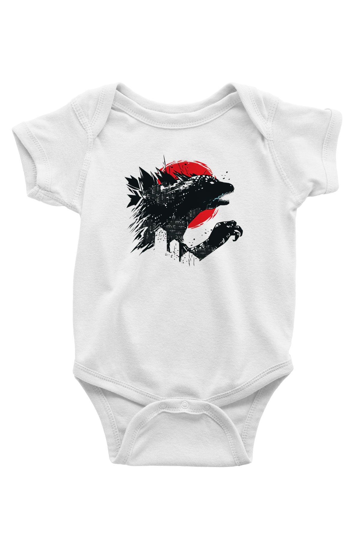 Godzilla Baskılı Beyaz Unisex Bebek Body - Zıbın