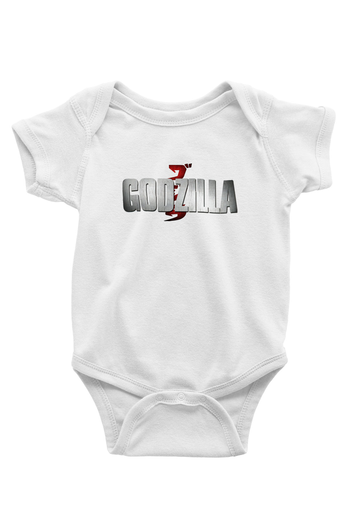Godzilla Baskılı Beyaz Unisex Bebek Body - Zıbın