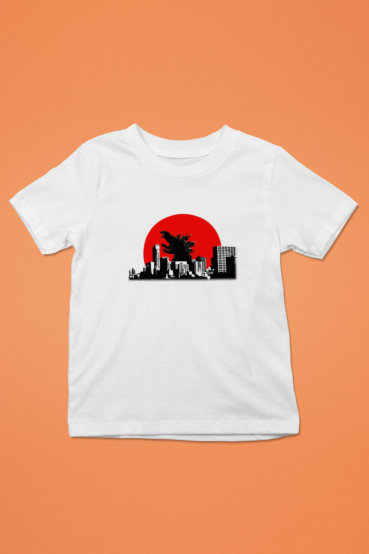 Godzilla Baskılı Beyaz Unisex Çocuk Tişört