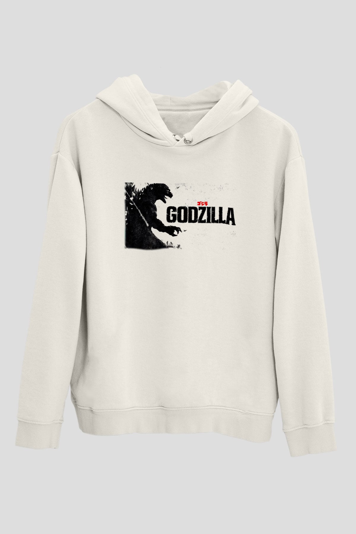 Godzilla Beyaz Unisex Hoodie