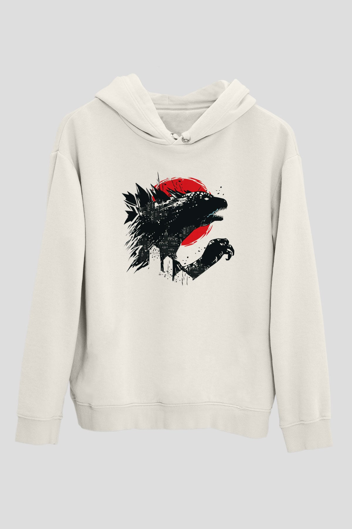 Godzilla Beyaz Unisex Hoodie