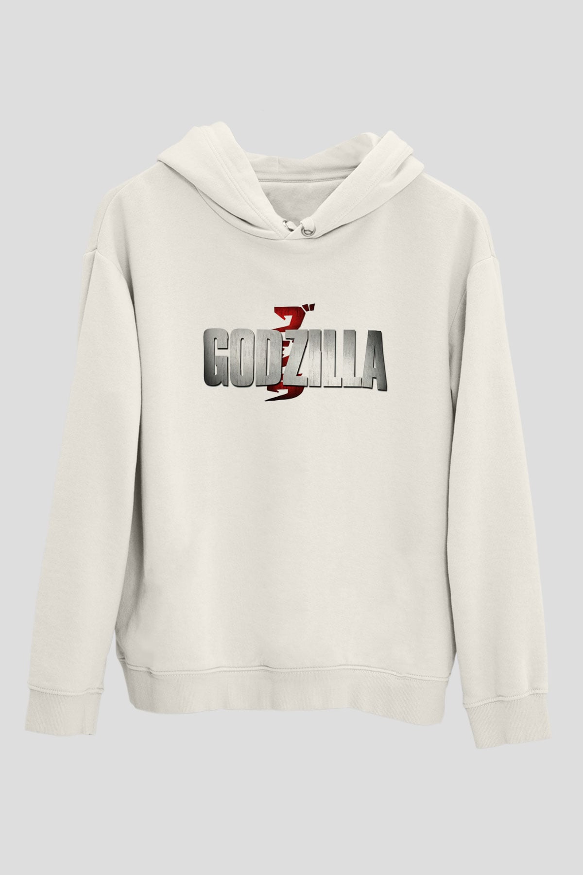 Godzilla Beyaz Unisex Hoodie