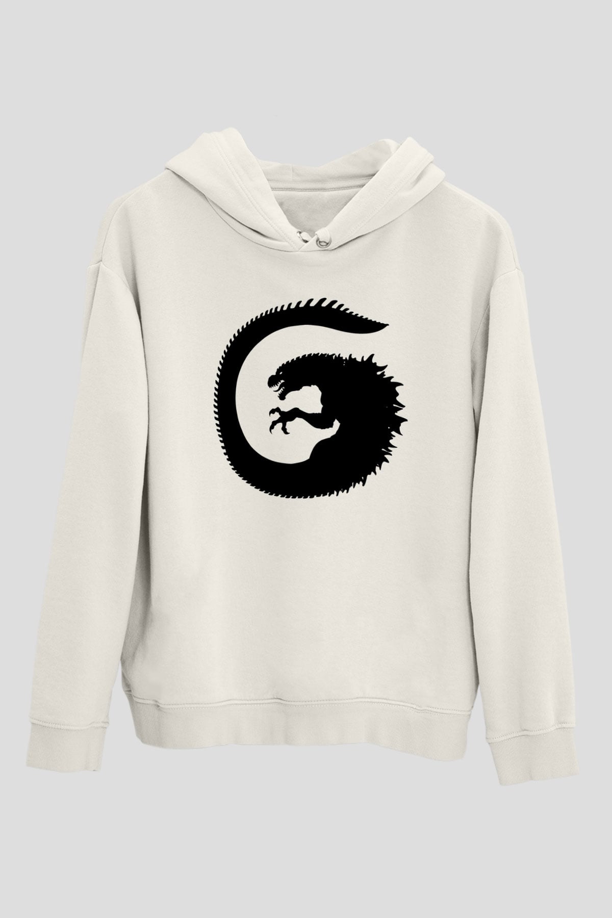 Godzilla Beyaz Unisex Hoodie