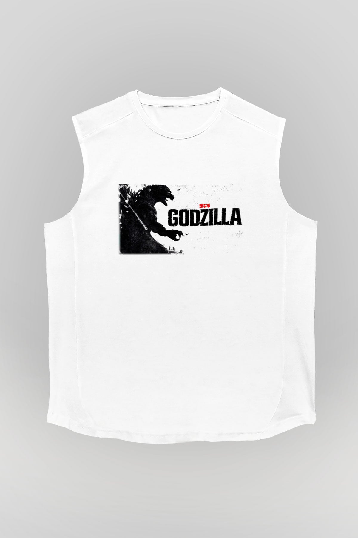 Godzilla Beyaz Unisex Kolsuz Tişört