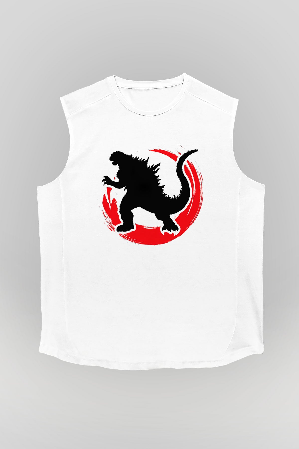 Godzilla Beyaz Unisex Kolsuz Tişört