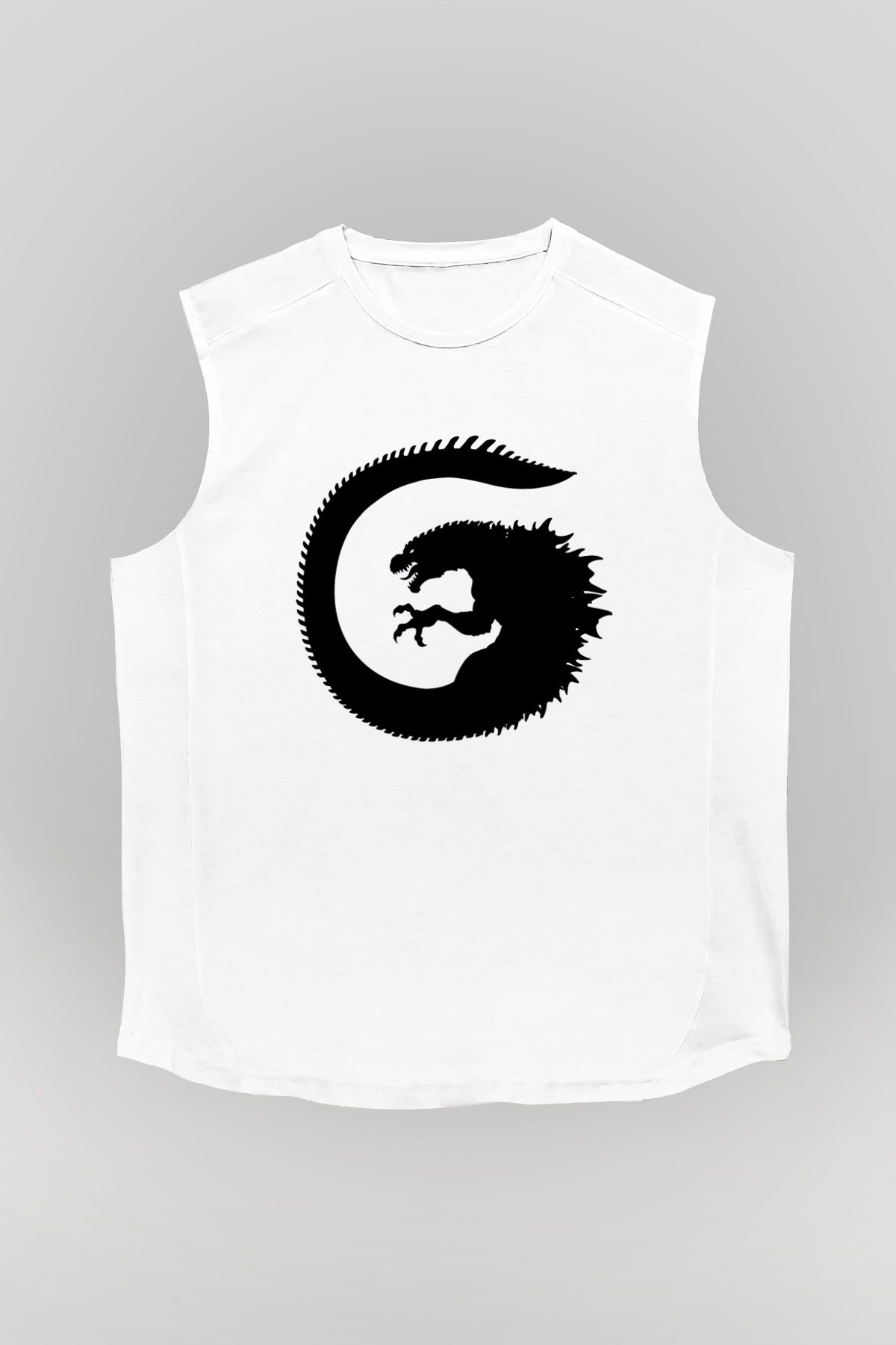 Godzilla Beyaz Unisex Kolsuz Tişört