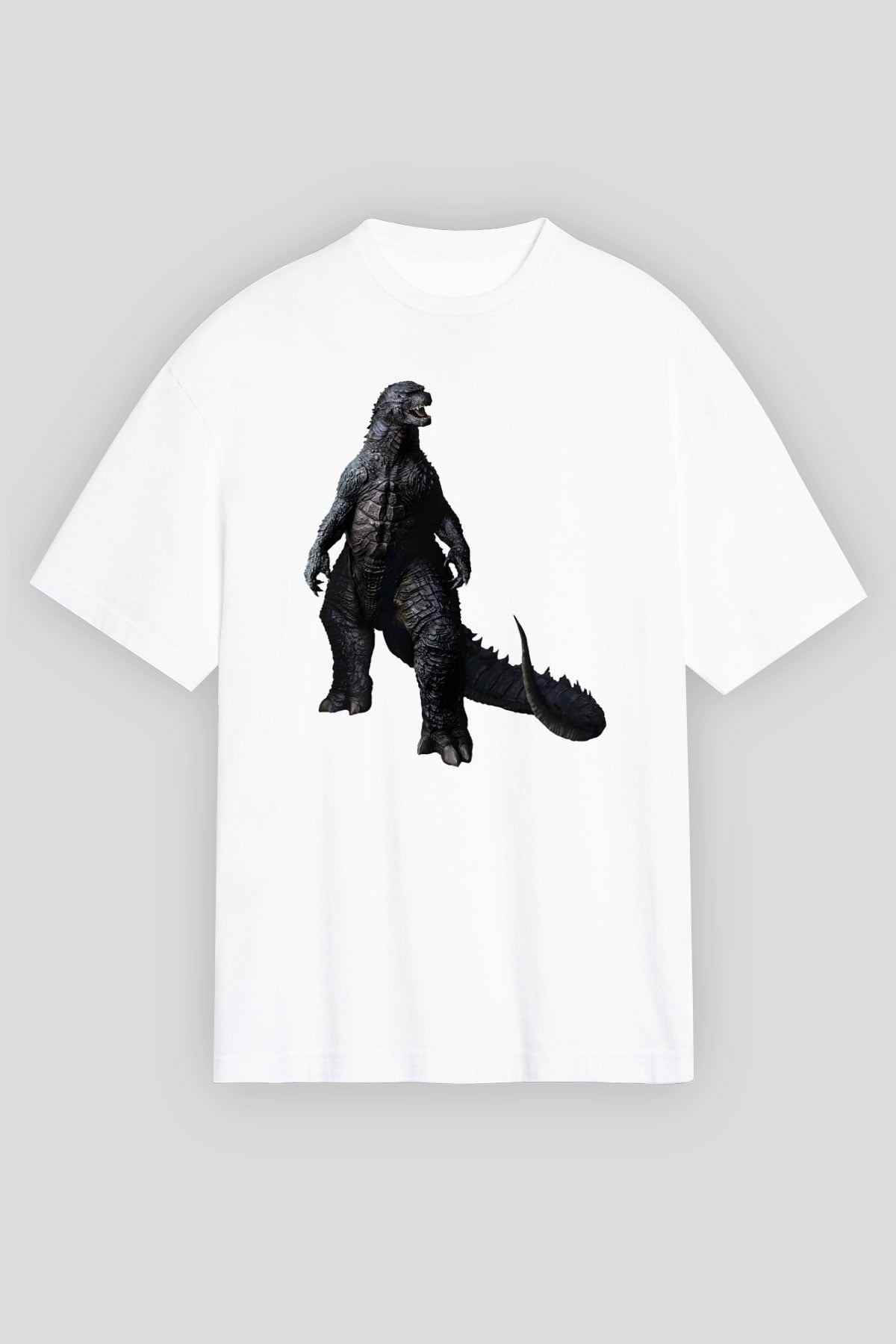 Godzilla Beyaz Unisex Oversize Tişört T-Shirt
