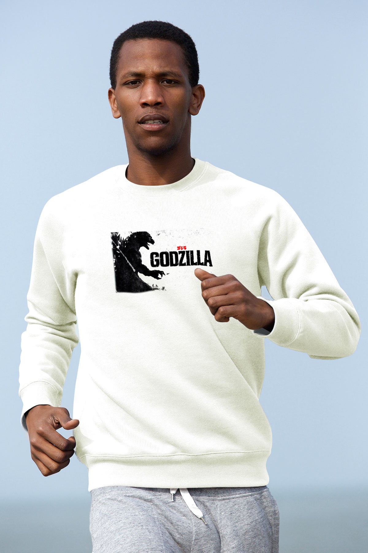 Godzilla Beyaz Unisex Sweatshirt