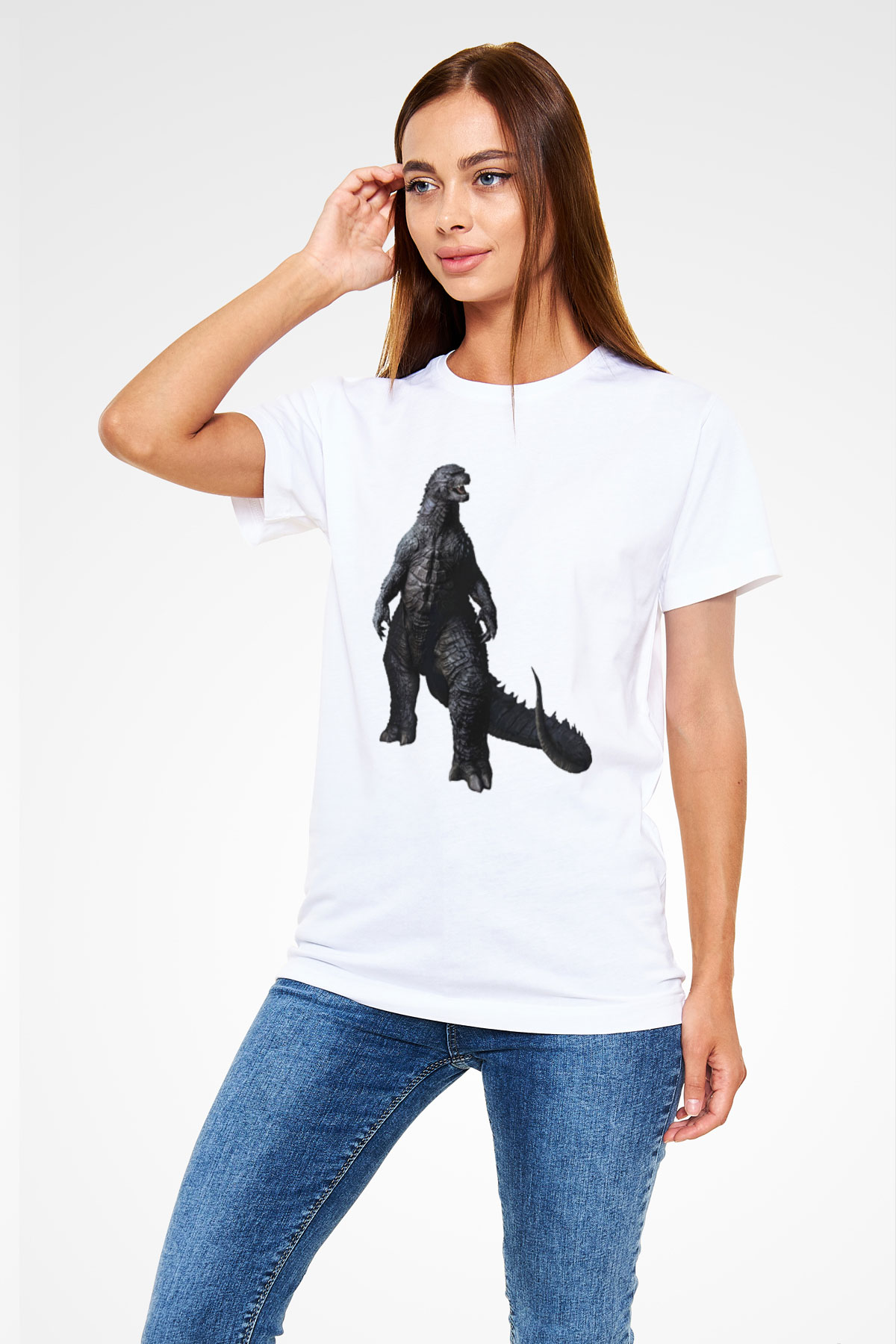 Godzilla Beyaz Unisex Tişört T-Shirt
