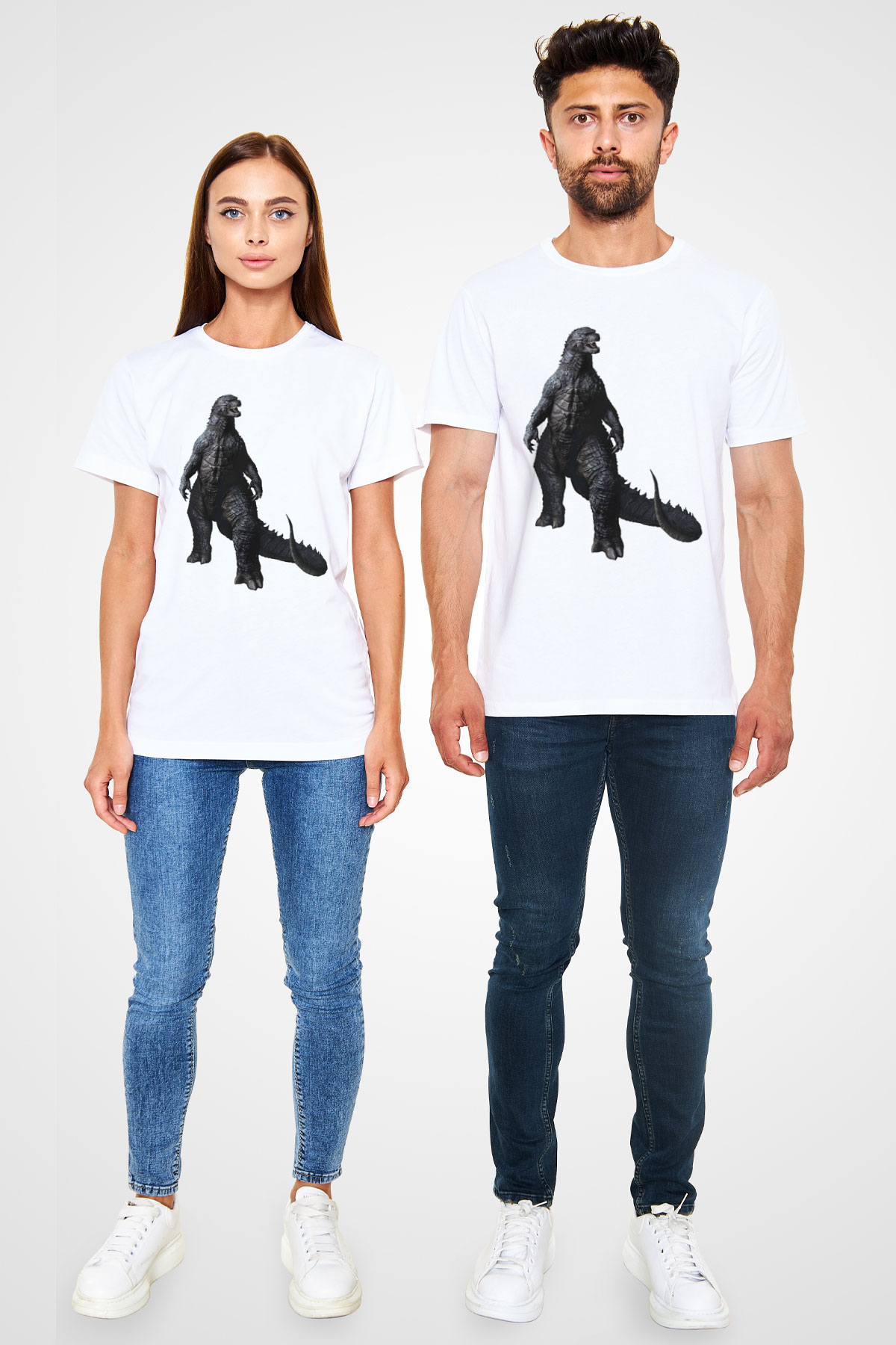 Godzilla Beyaz Unisex Tişört T-Shirt