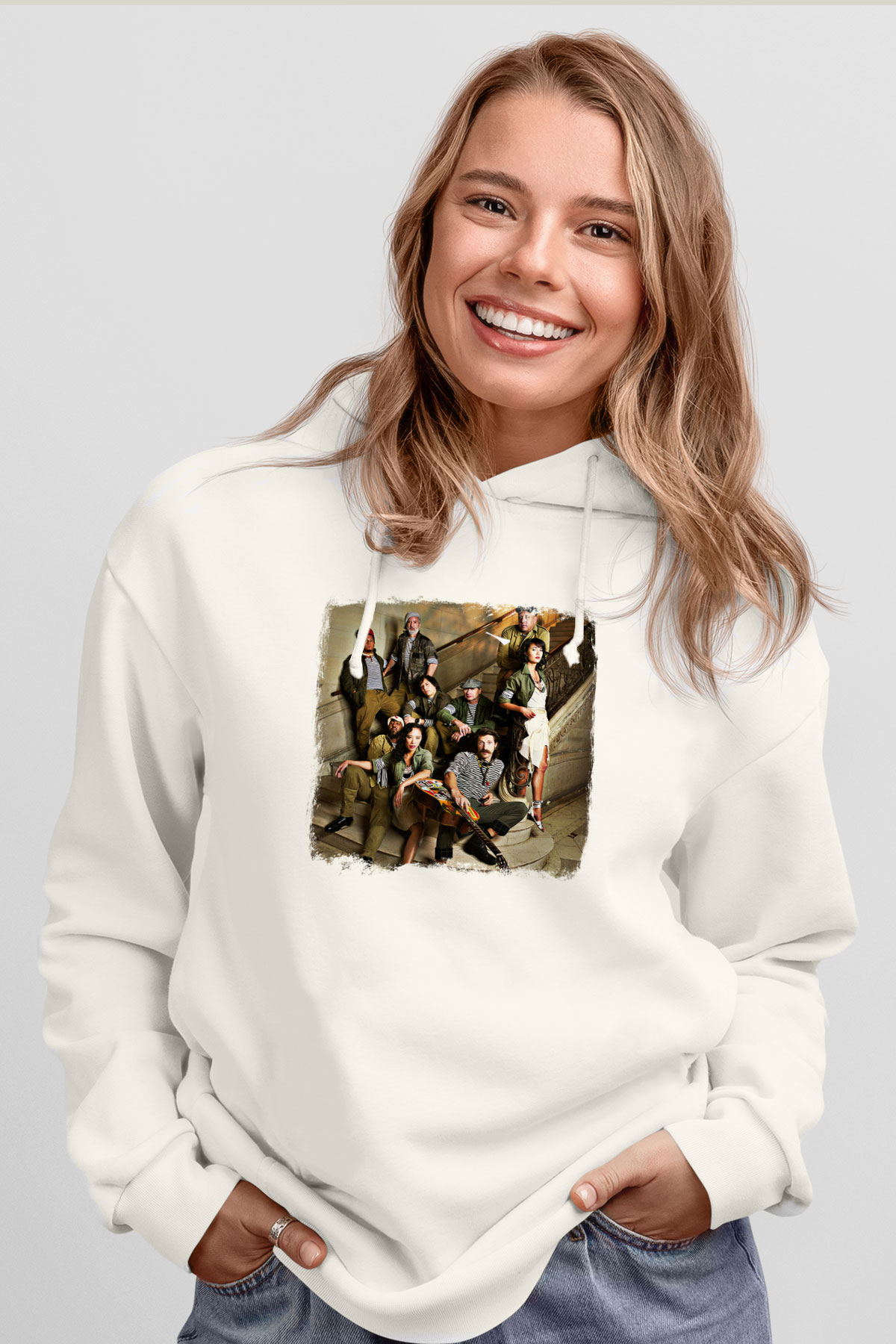 Gogol Bordello Baskılı Unisex Beyaz Hoodie