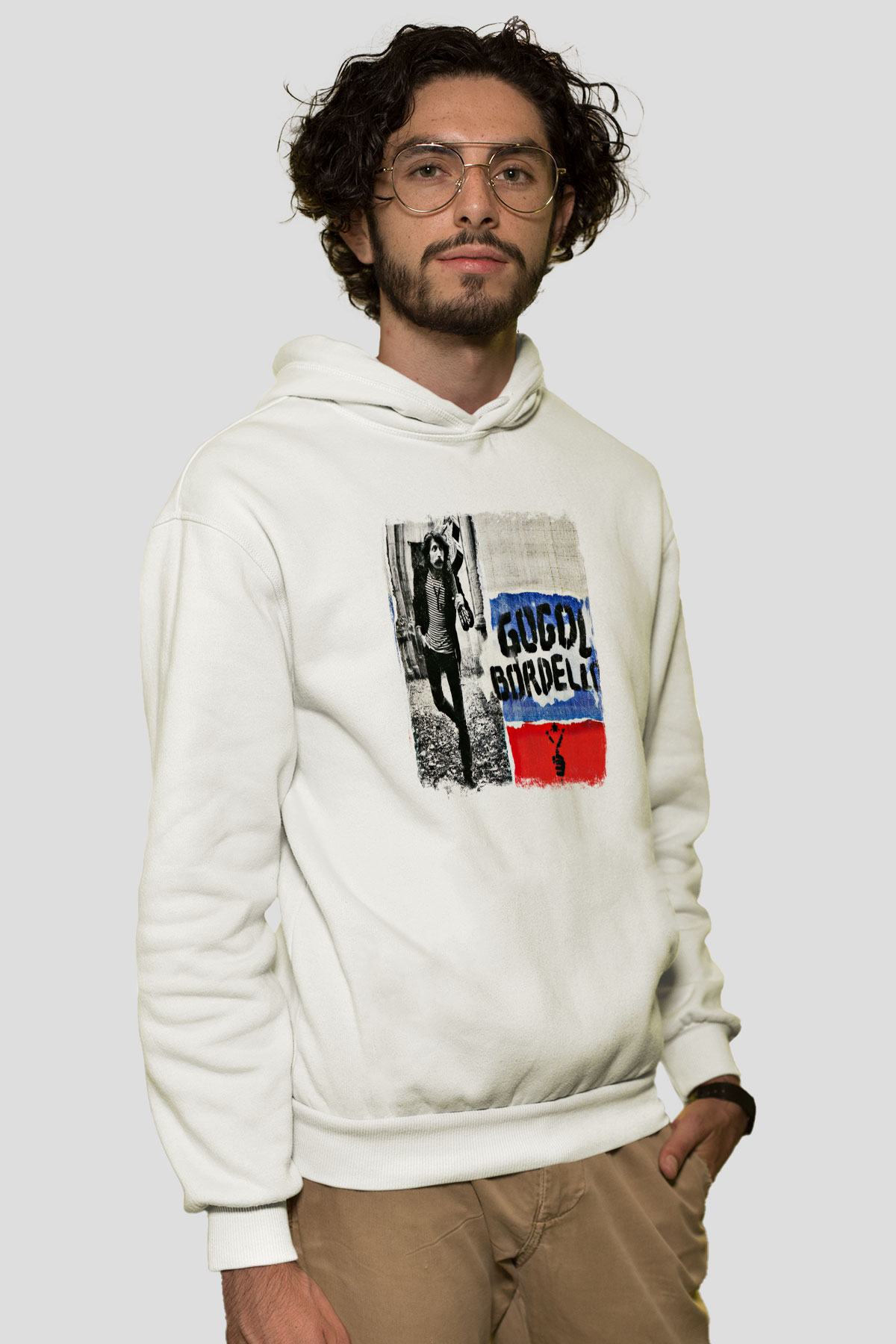 Gogol Bordello Baskılı Unisex Beyaz Hoodie