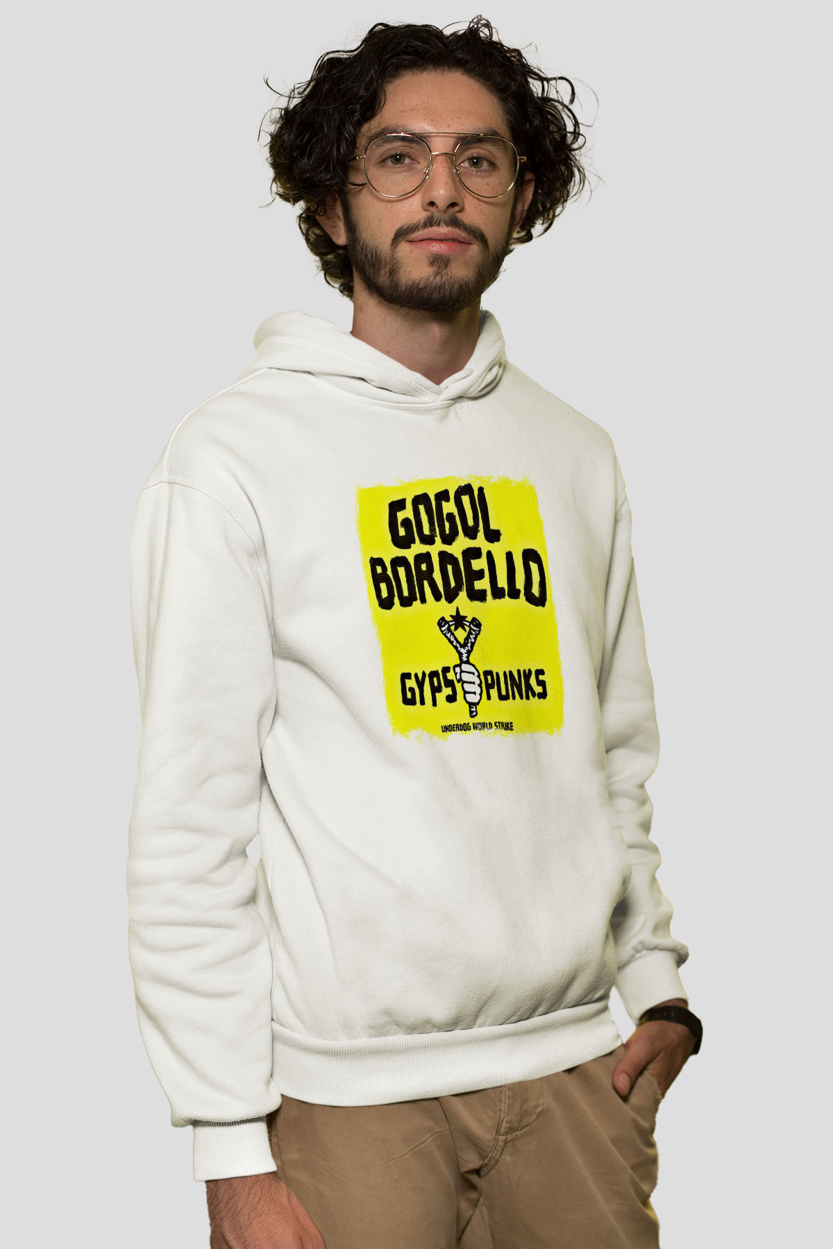 Gogol Bordello Baskılı Unisex Beyaz Hoodie