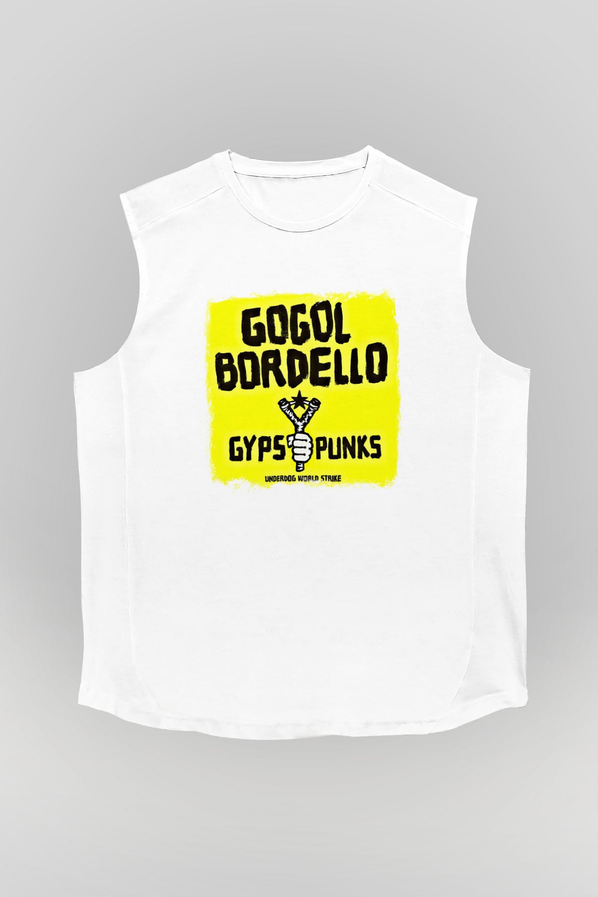 Gogol Bordello Baskılı Unisex Beyaz Kolsuz Tişört