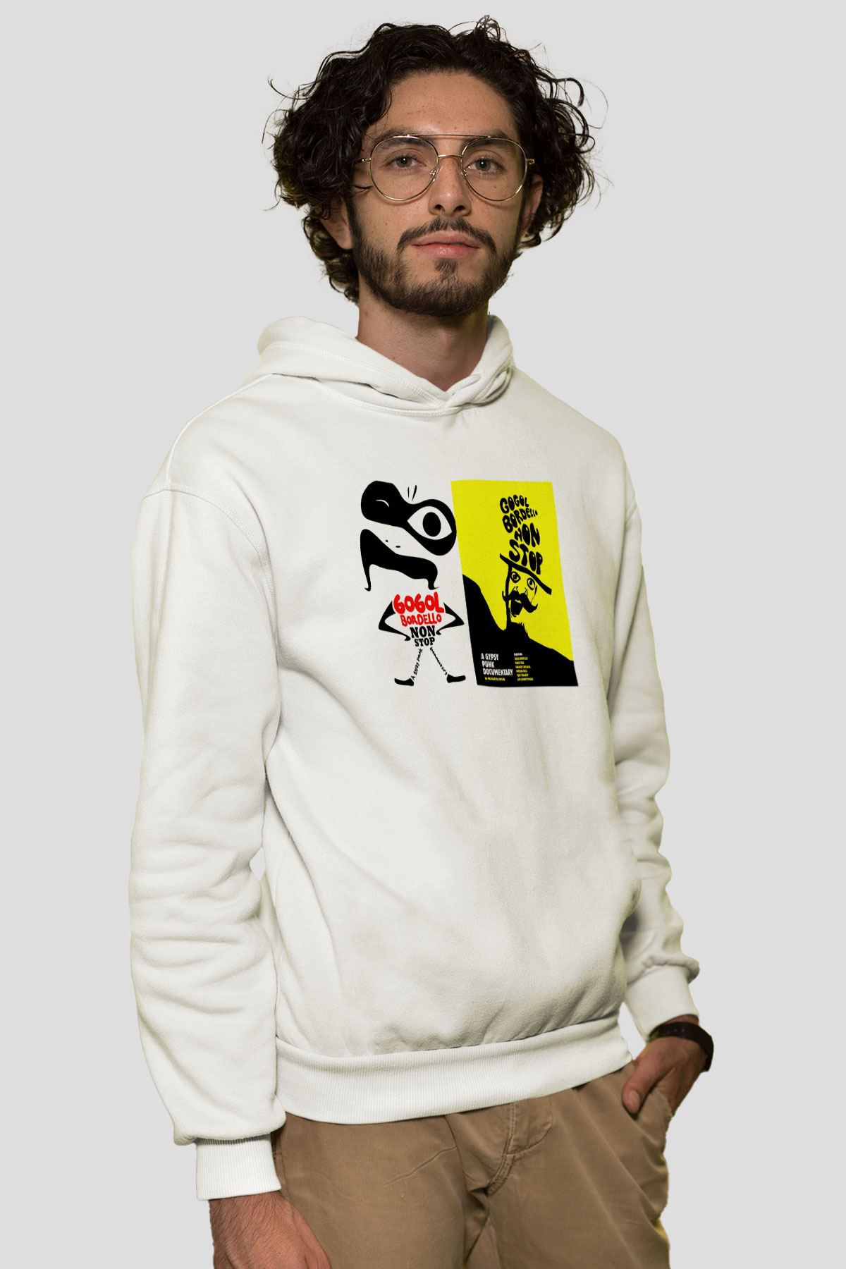 Gogol Bordello Beyaz Unisex Kapşonlu Sweatshirt